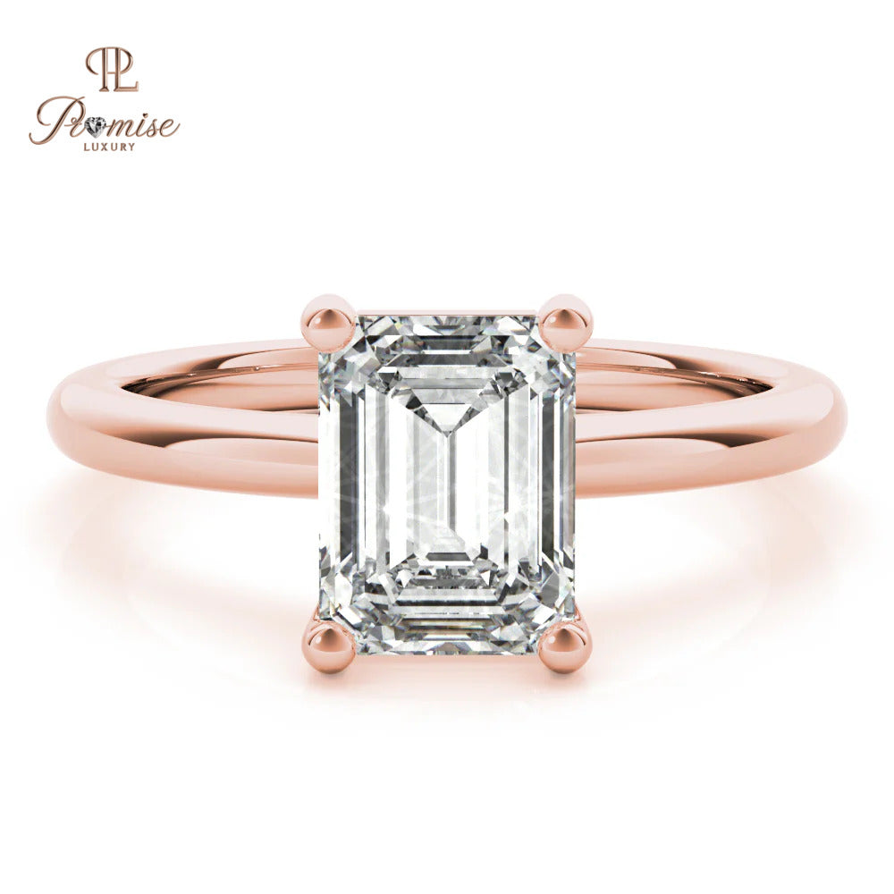 Luxury Emerald Cut Lab Created Diamond Ring – Timeless Engagement Ring for Women
