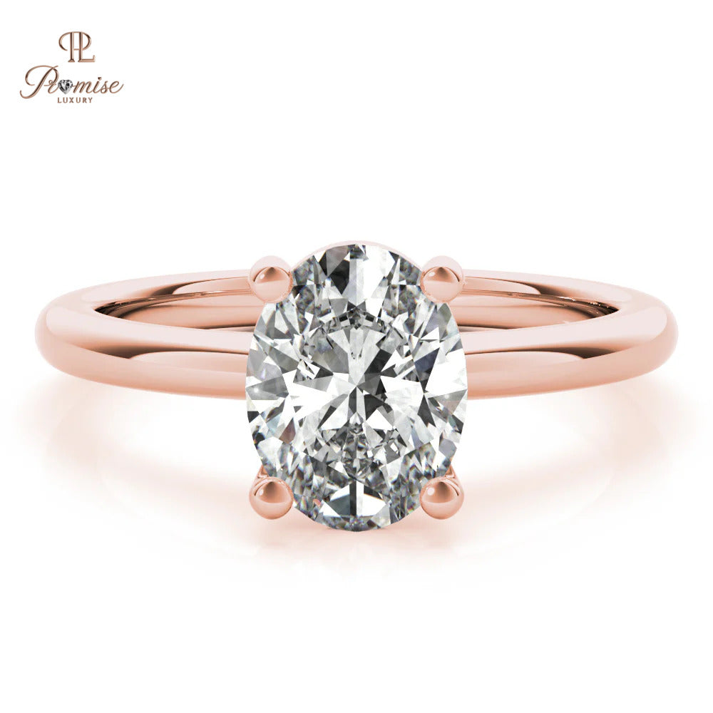 Elegant Oval cut Diamond Solitaire Engagement Ring -Diamond Promise Ring