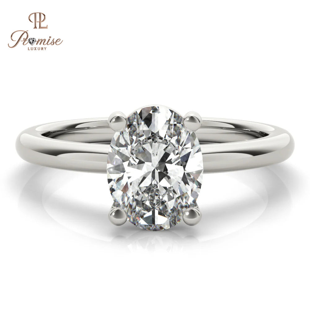 Elegant Oval cut Diamond Solitaire Engagement Ring -Diamond Promise Ring