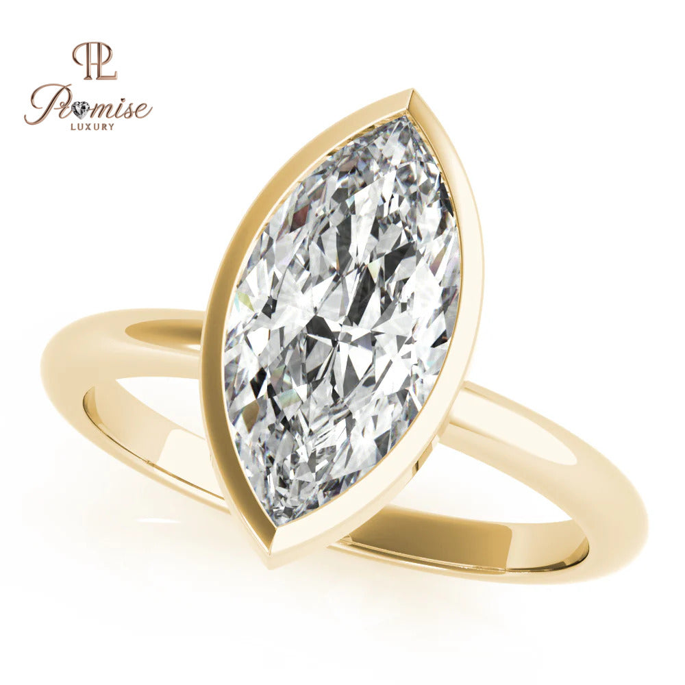 Minimalist Marquise Bezel Ring – Unique Diamond Engagement Ring