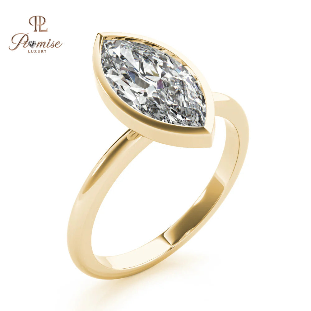 Minimalist Marquise Bezel Ring – Unique Diamond Engagement Ring