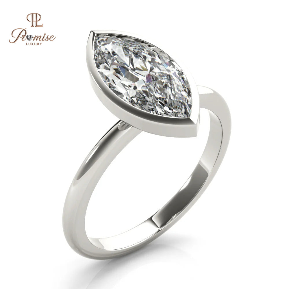 Minimalist Marquise Bezel Ring – Unique Diamond Engagement Ring