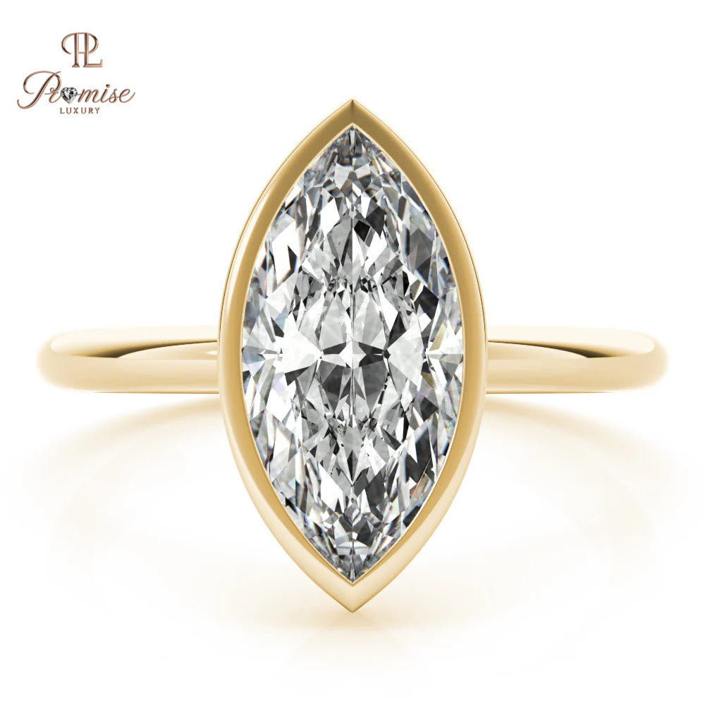 Minimalist Marquise Bezel Ring – Unique Diamond Engagement Ring