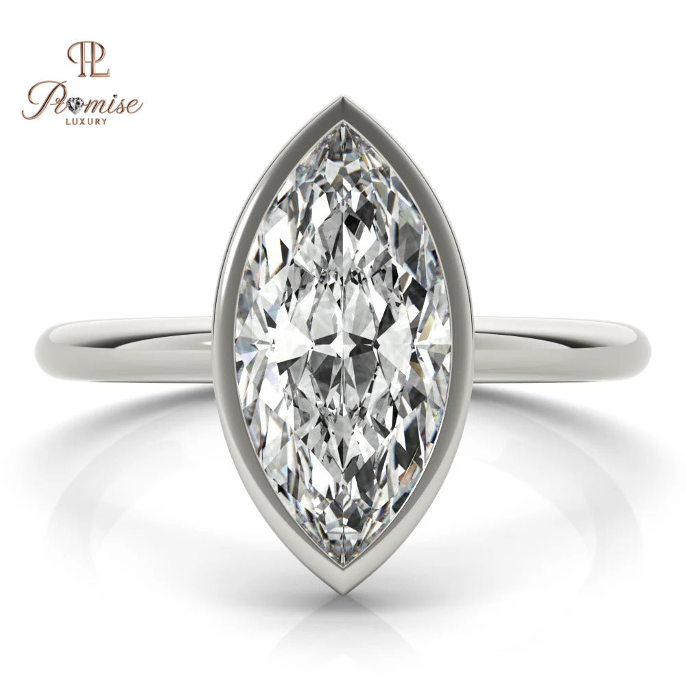 Minimalist Marquise Bezel Ring – Unique Diamond Engagement Ring
