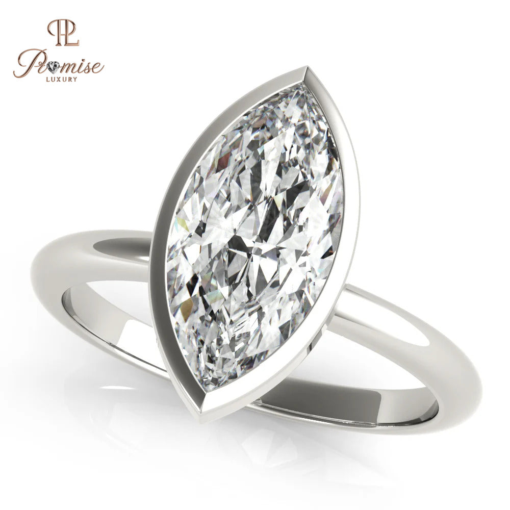 Minimalist Marquise Bezel Ring – Unique Diamond Engagement Ring
