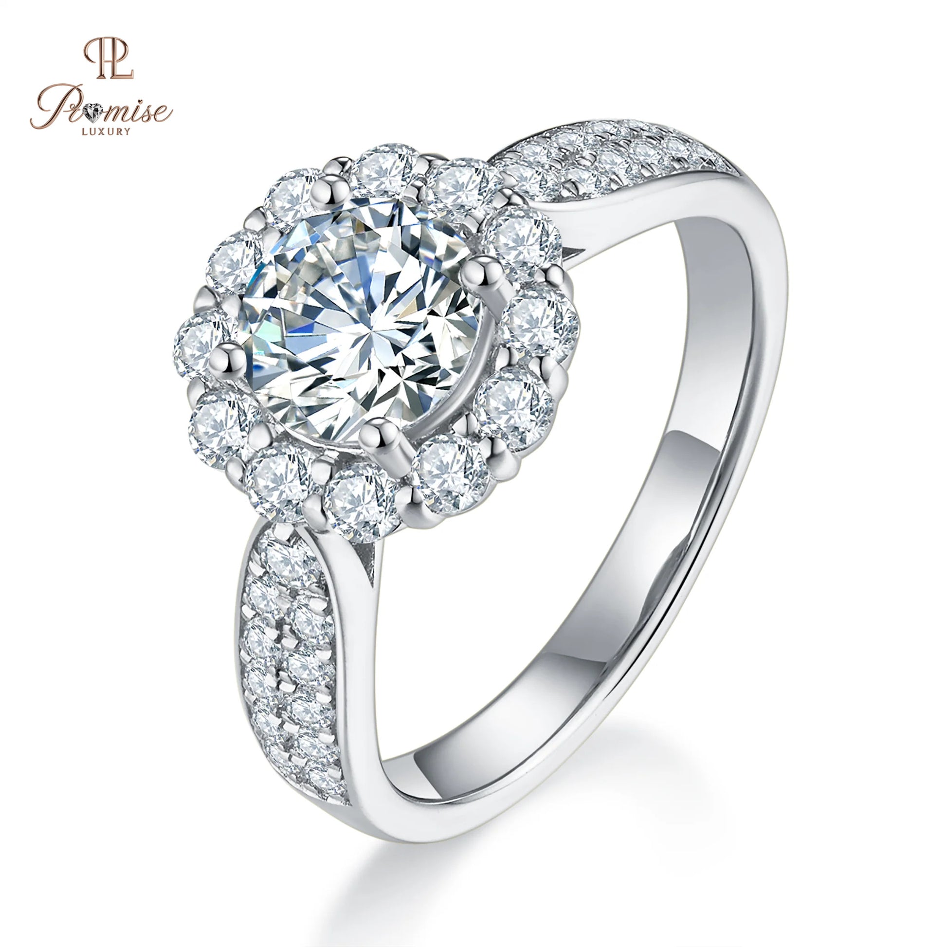 Fancy Round Cut Halo Lab Diamond Engagement Ring 14K Gold