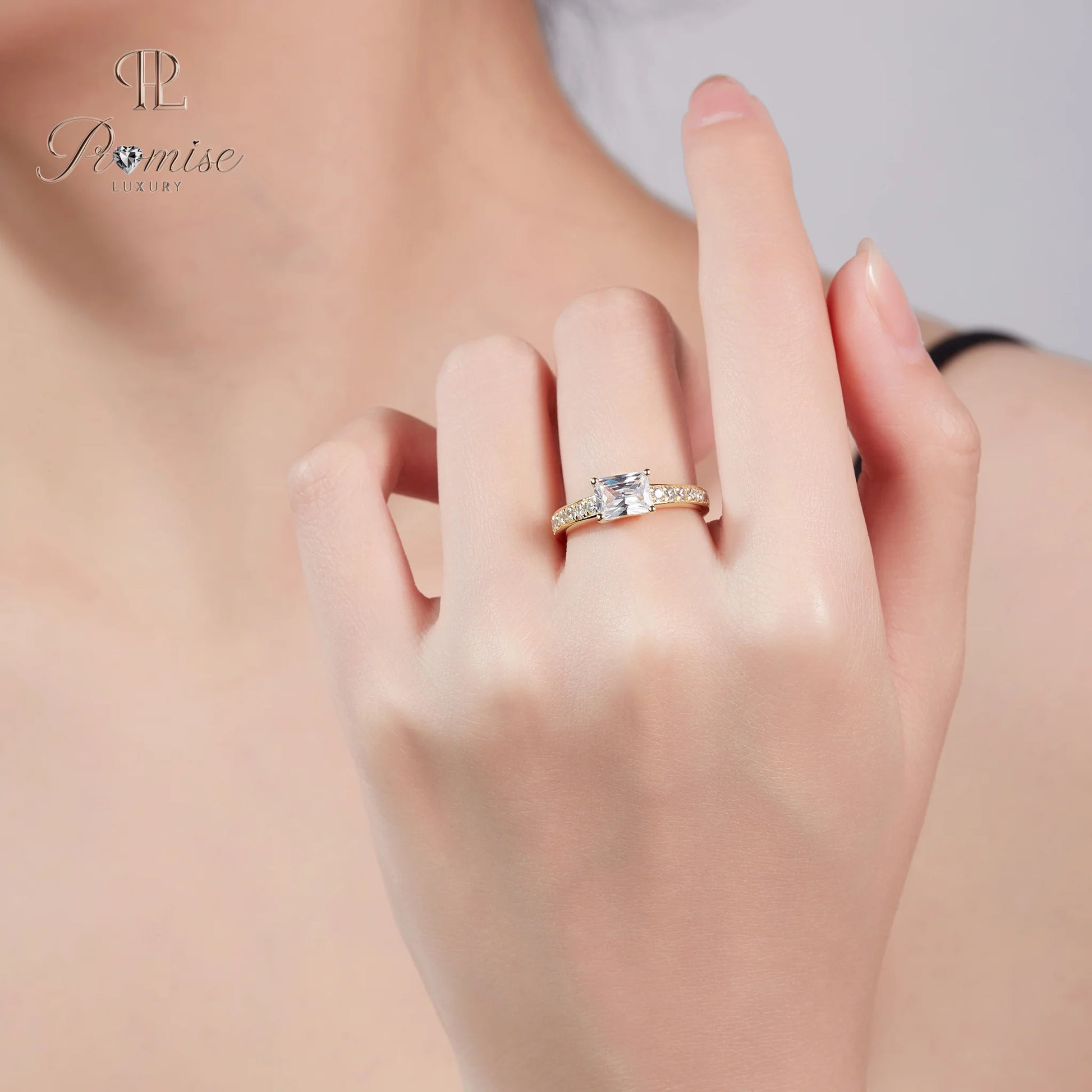 Radiant Cut Diamond Ring East-West Pavé Set – Bridal Ring