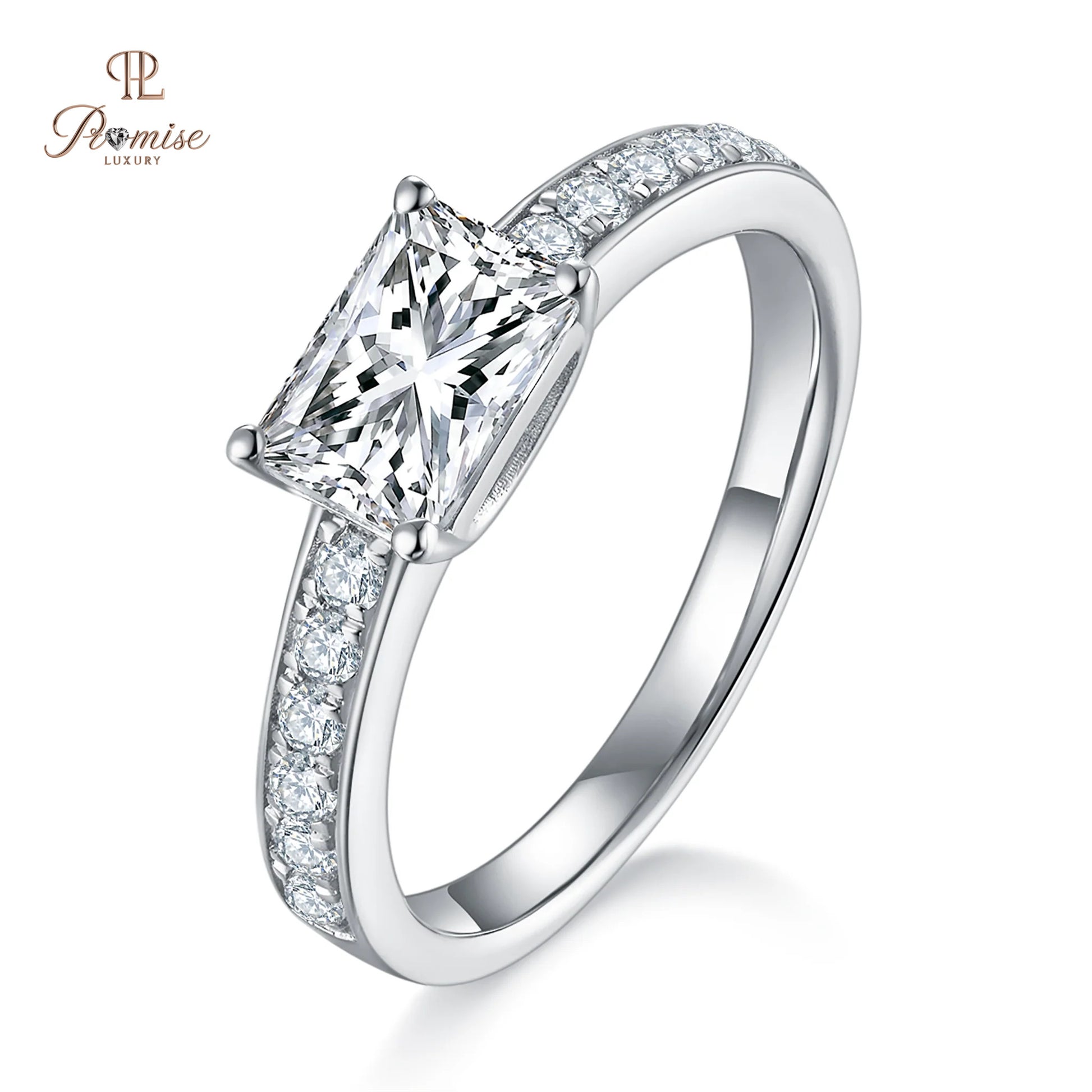 Radiant Cut Diamond Ring East-West Pavé Set – Bridal Ring