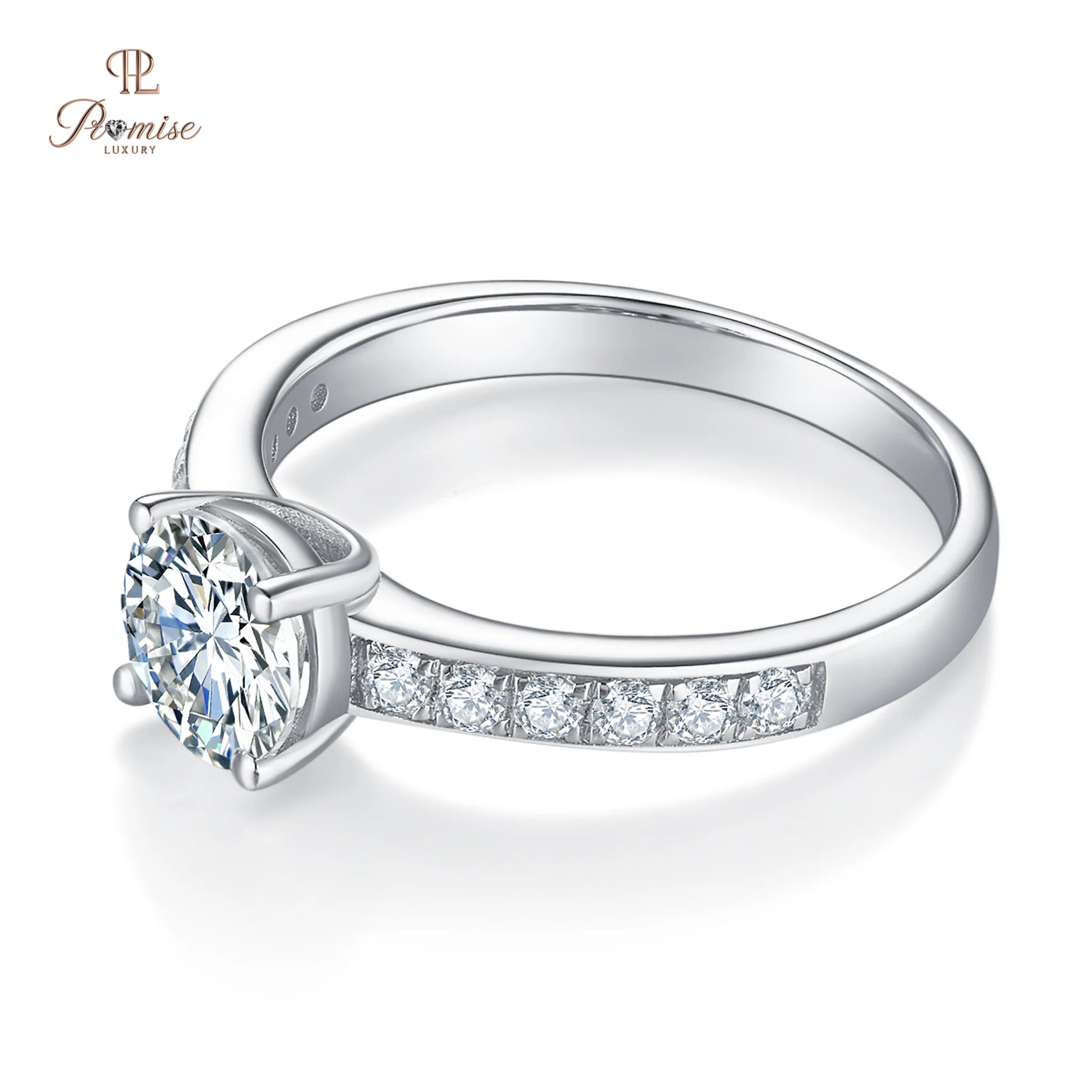 Round Cut Pave Diamond Engagement Ring - Classic Bridal Ring For Women