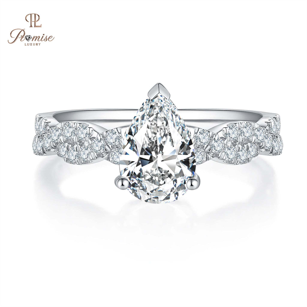 Twisted Pave Pear Diamond Engagement Ring - Unique Fine Jewelry Gift