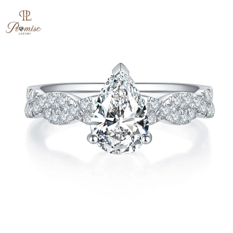 Twisted Pave Pear Diamond Engagement Ring - Unique Fine Jewelry Gift