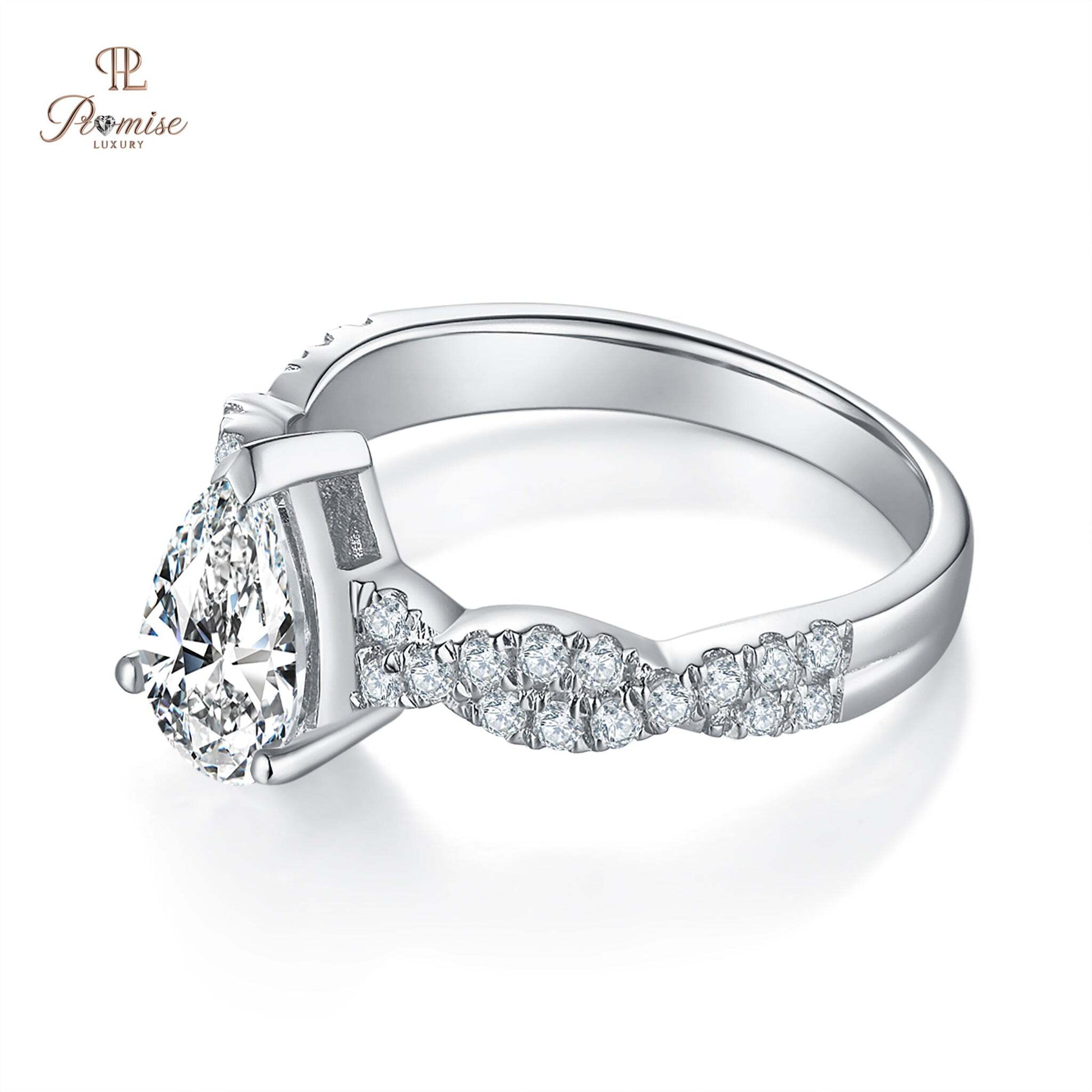 Twisted Pave Pear Diamond Engagement Ring - Unique Fine Jewelry Gift