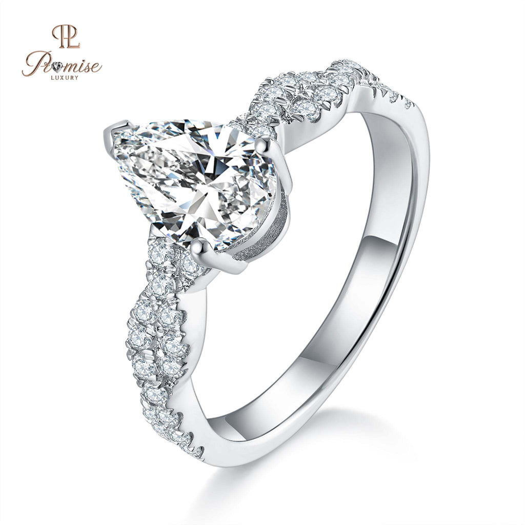 Twisted Pave Pear Diamond Engagement Ring - Unique Fine Jewelry Gift