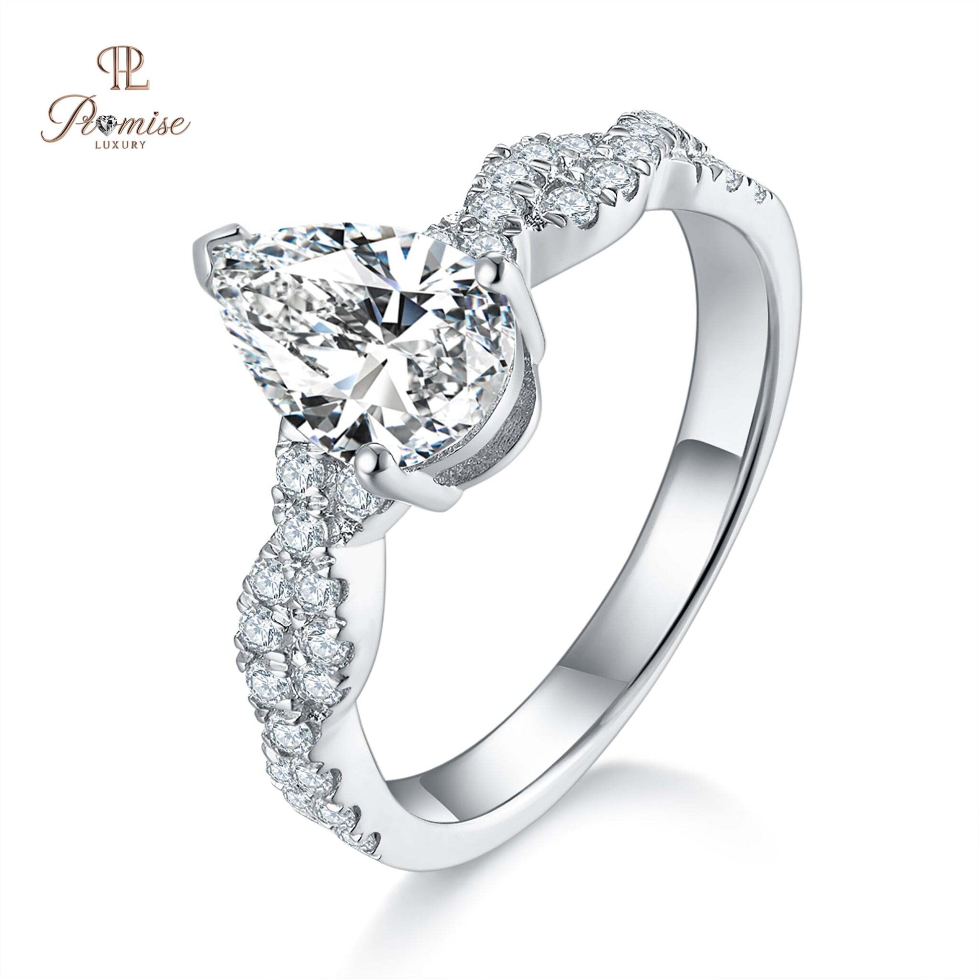 Twisted Pave Pear Diamond Engagement Ring - Unique Fine Jewelry Gift