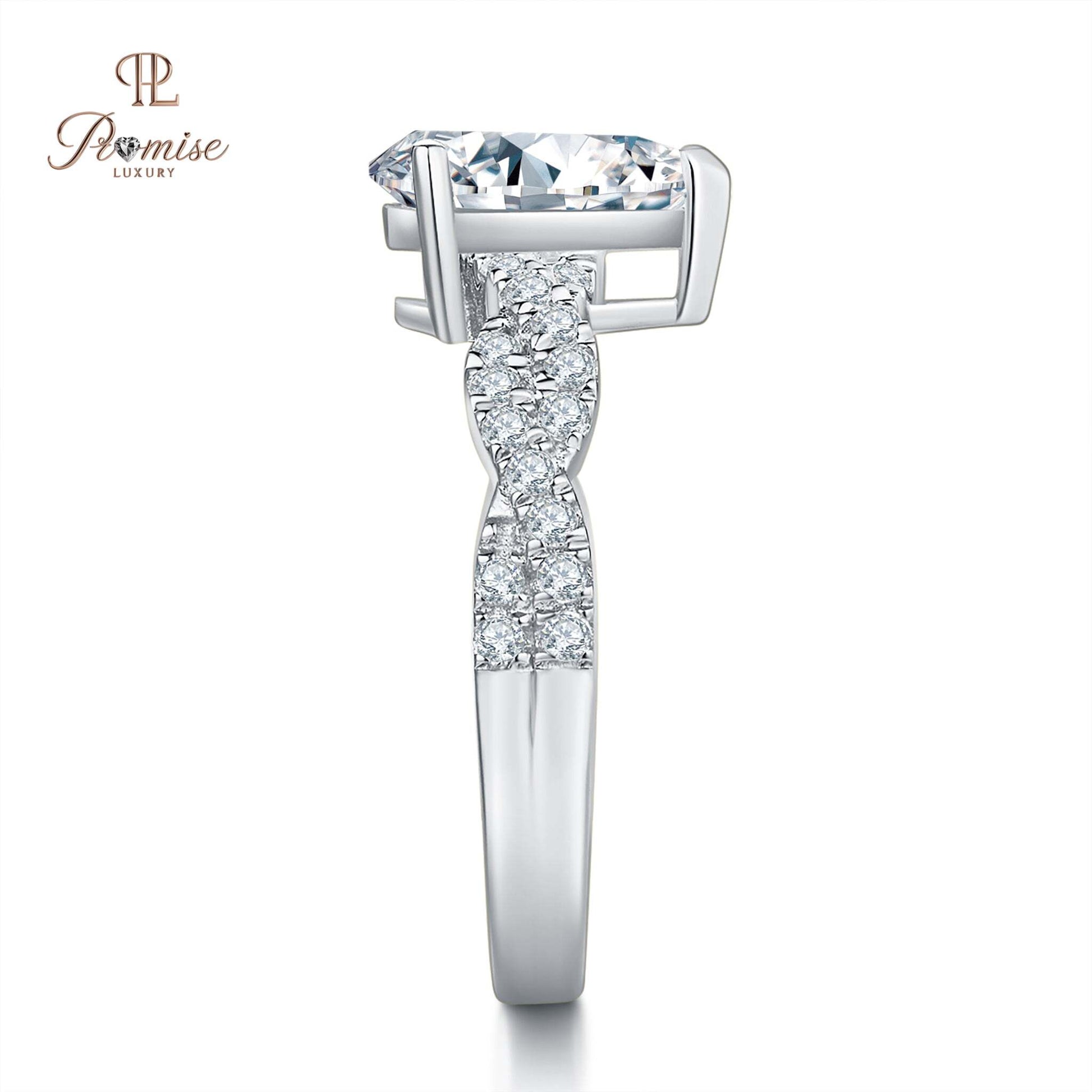 Twisted Pave Pear Diamond Engagement Ring - Unique Fine Jewelry Gift