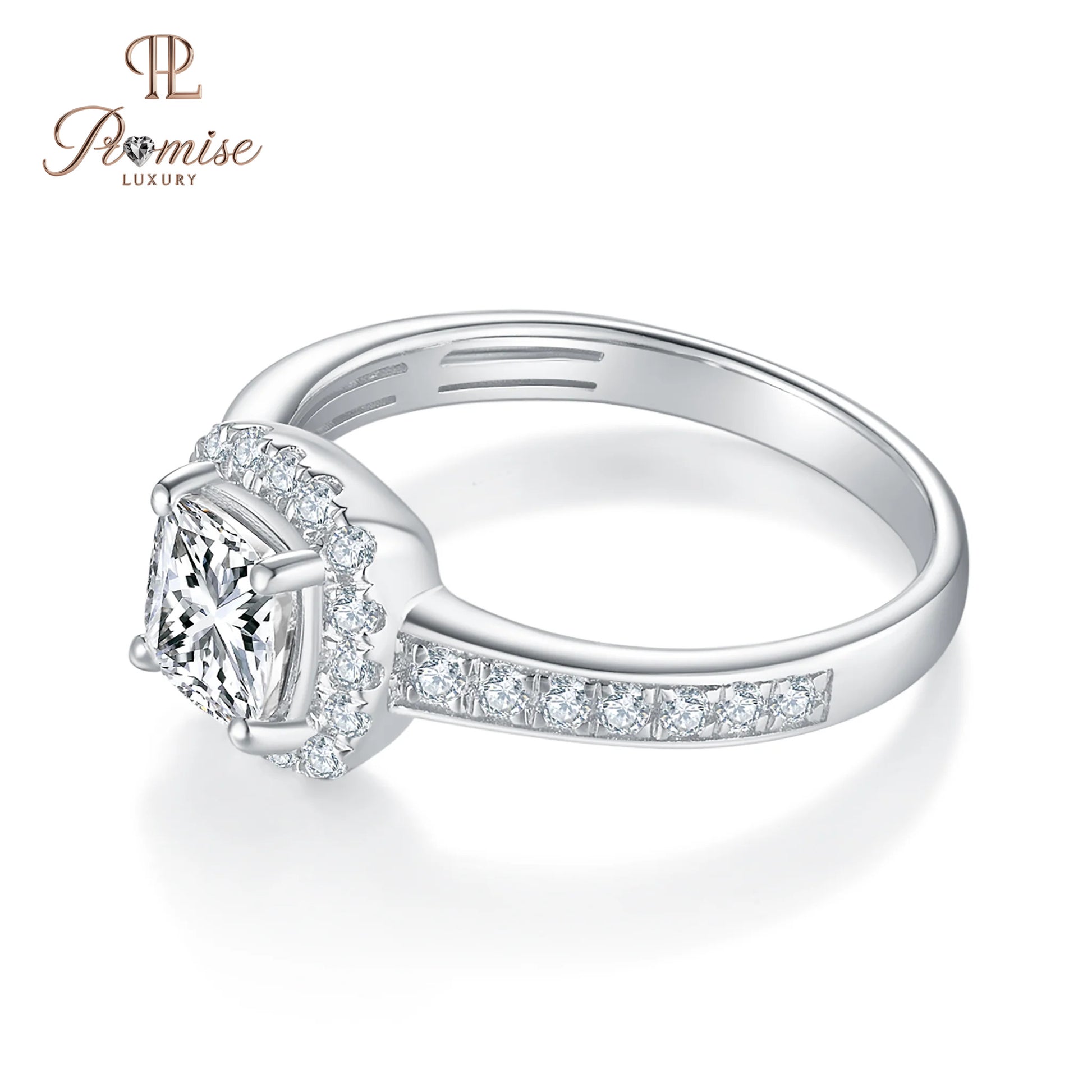 Lab Created Princess Diamond Halo Ring -  Bridal Engagement Jewelry