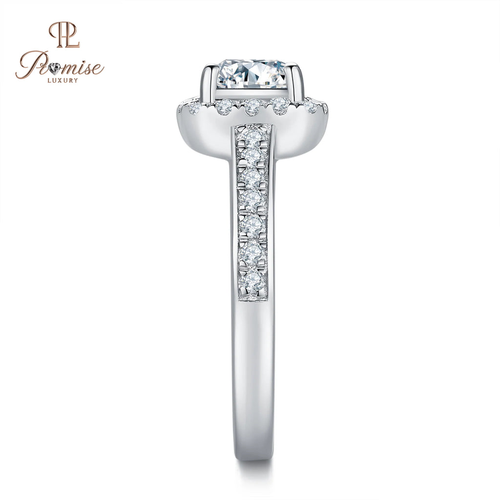 Lab Created Princess Diamond Halo Ring -  Bridal Engagement Jewelry