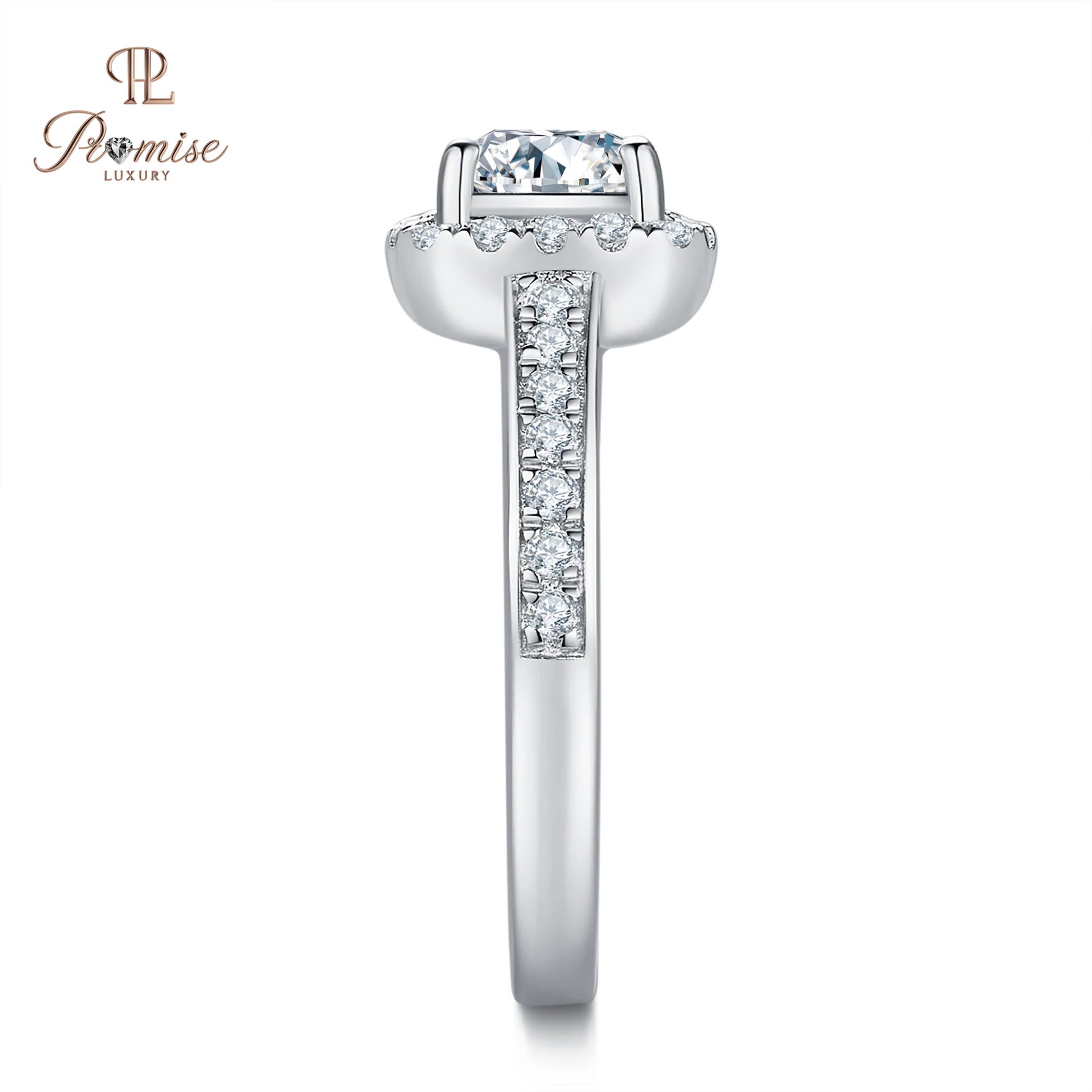 Lab Created Princess Diamond Halo Ring -  Bridal Engagement Jewelry