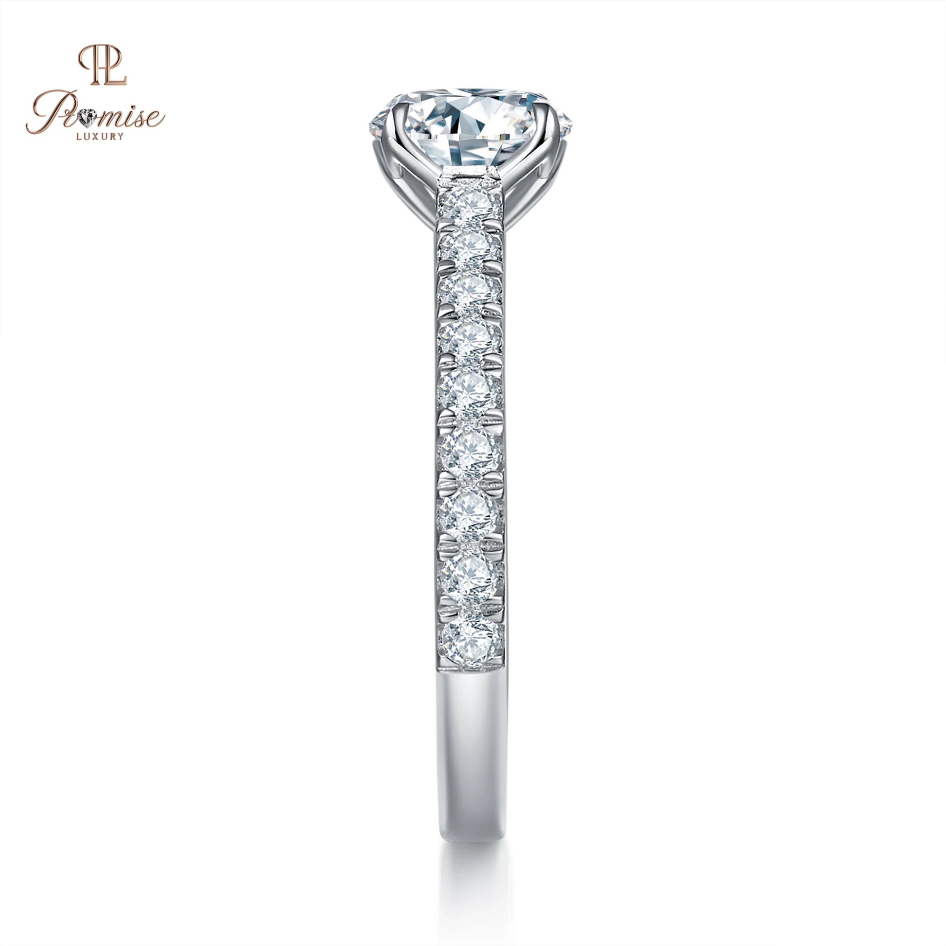 Cathedrawl Style pave Diamond Ring - solid Gold Engagement Jewelry