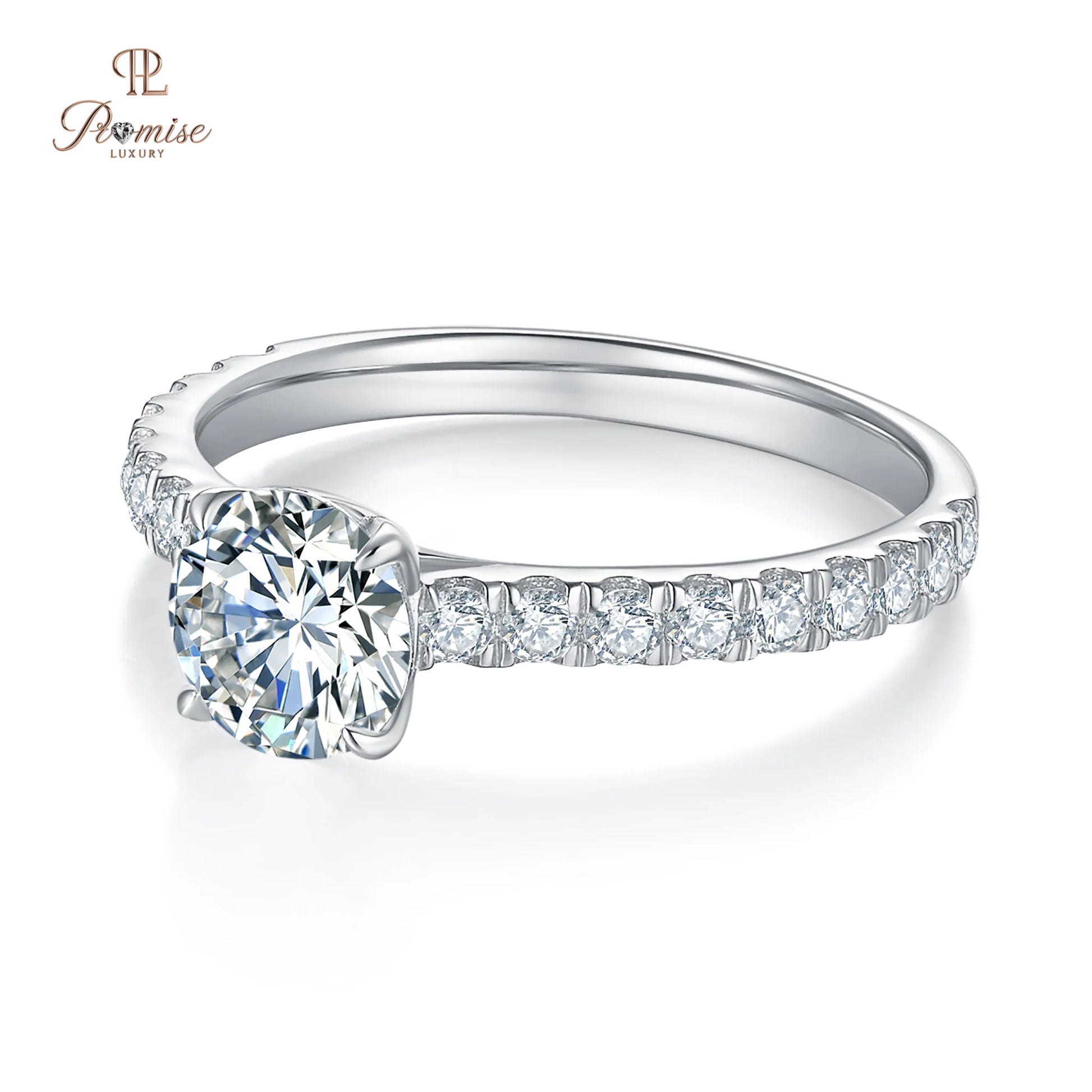 Cathedrawl Style pave Diamond Ring - solid Gold Engagement Jewelry