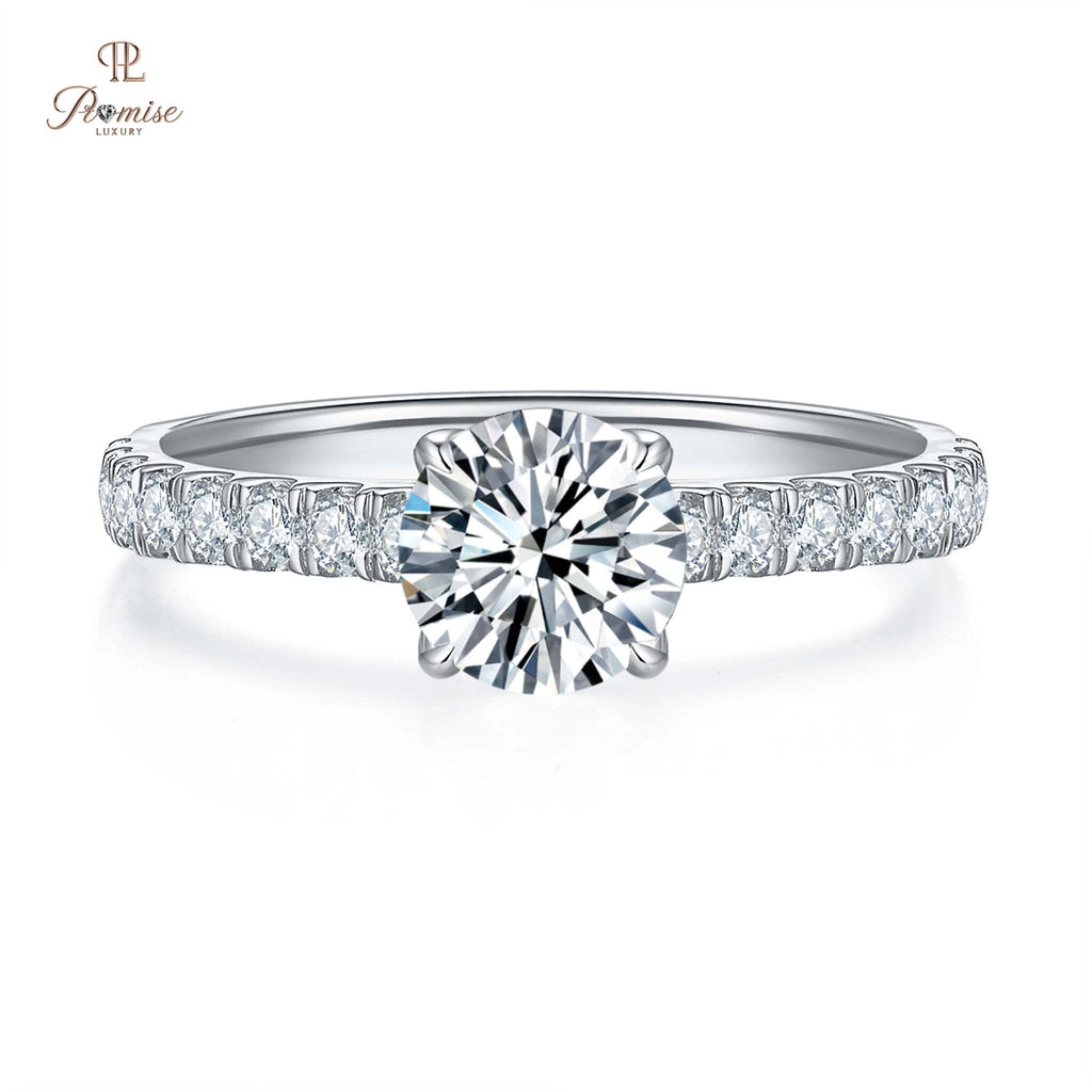 Cathedrawl Style pave Diamond Ring - solid Gold Engagement Jewelry