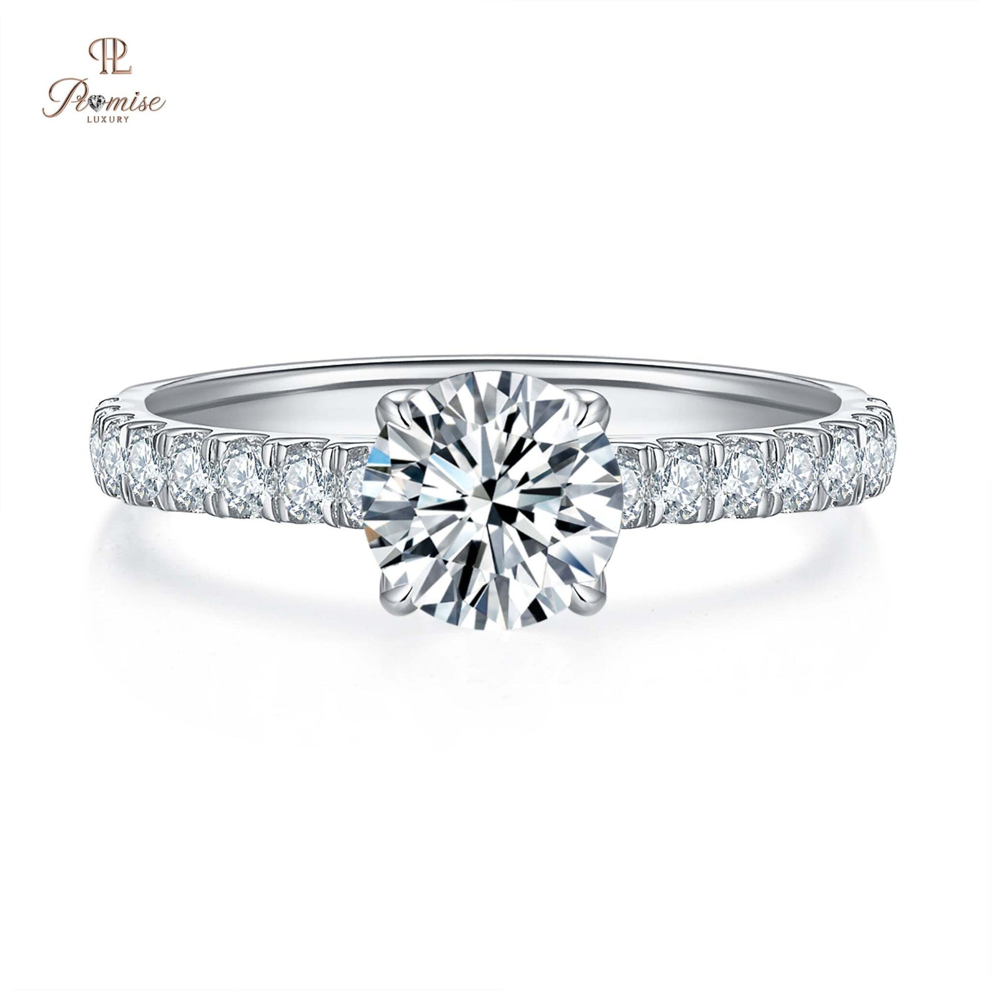 Cathedrawl Style pave Diamond Ring - solid Gold Engagement Jewelry