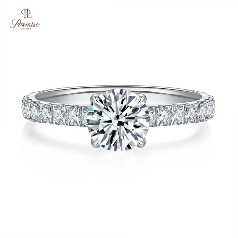 Cathedrawl Style pave Diamond Ring - solid Gold Engagement Jewelry