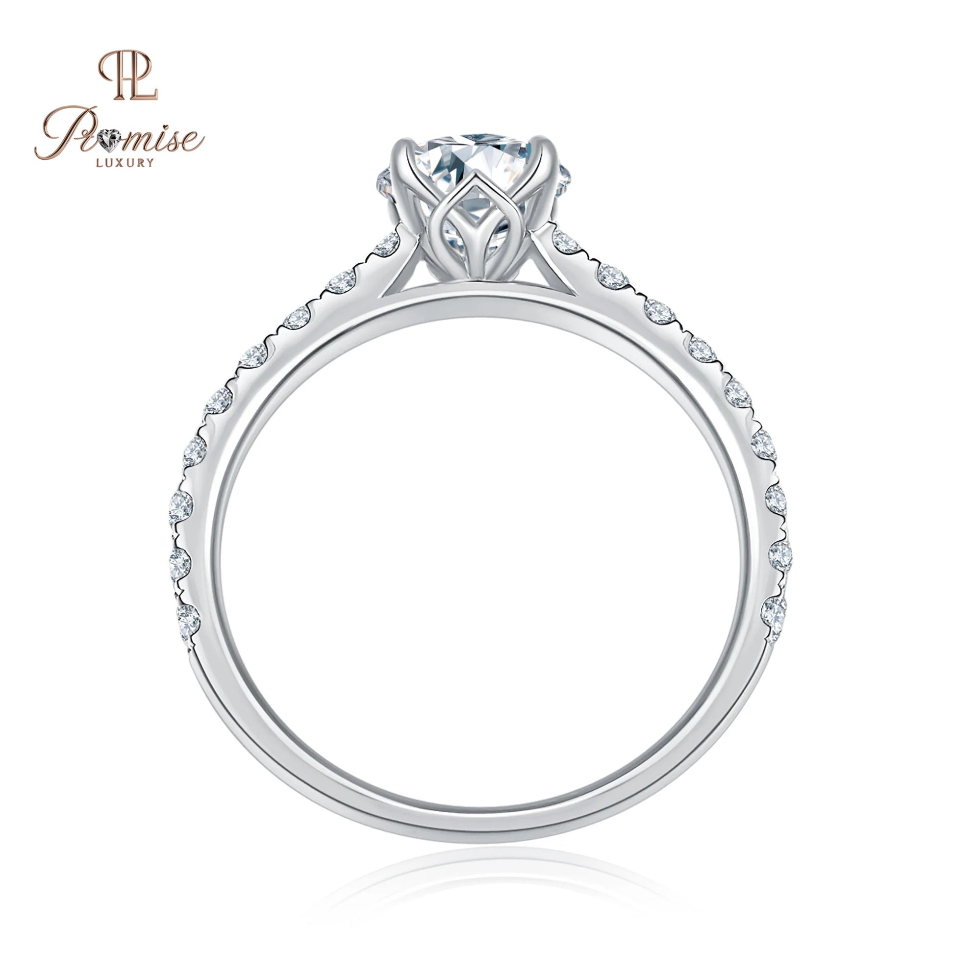 Cathedrawl Style pave Diamond Ring - solid Gold Engagement Jewelry