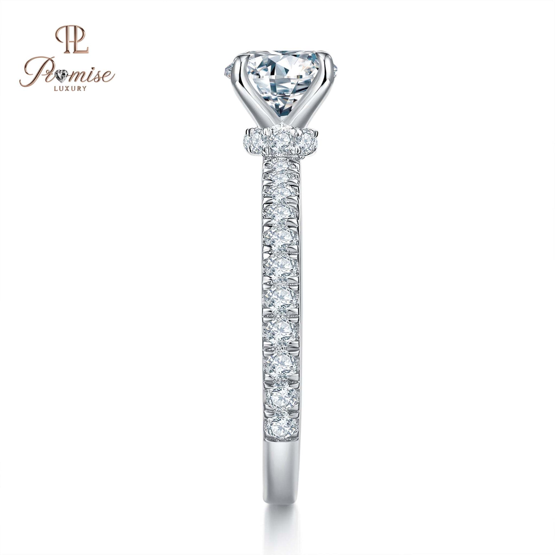 Hidden Halo Round Lab Diamond Engagement Ring for Women