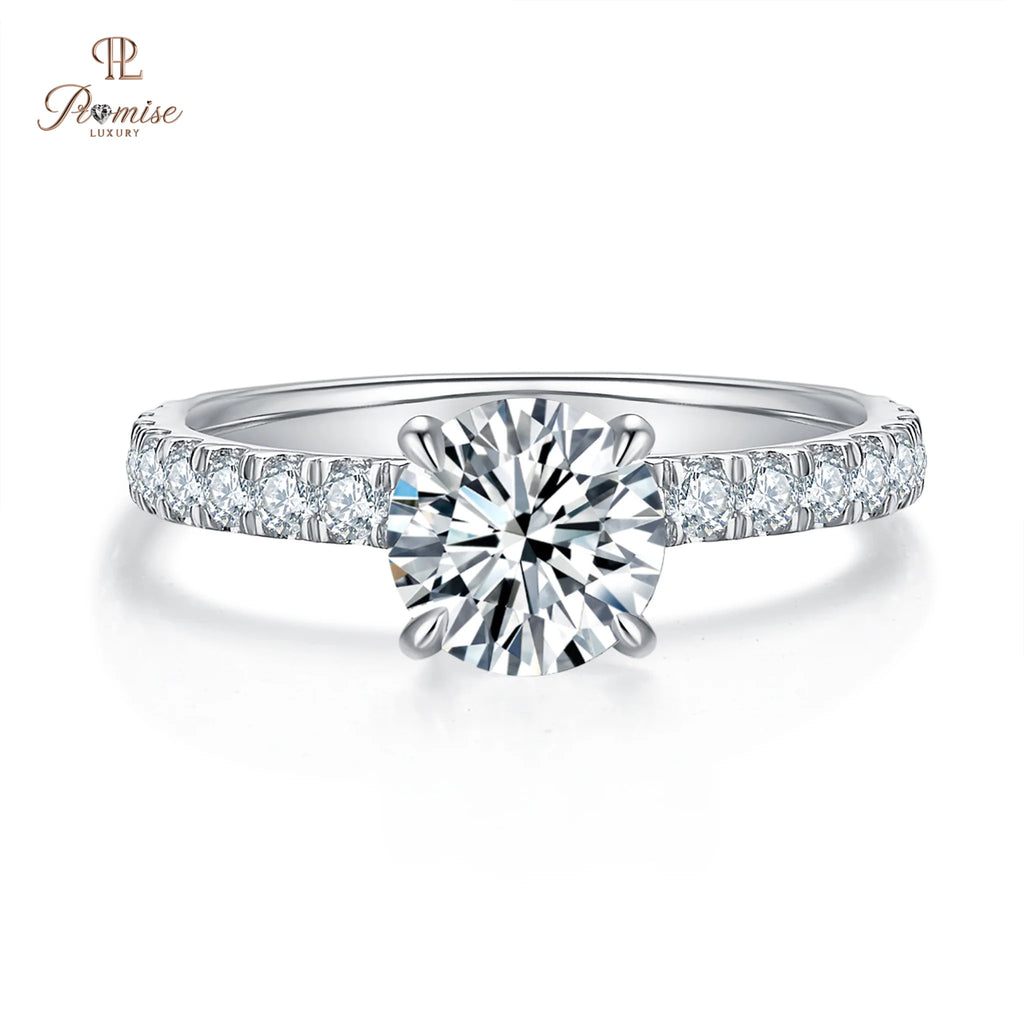 Hidden Halo Round Lab Diamond Engagement Ring for Women