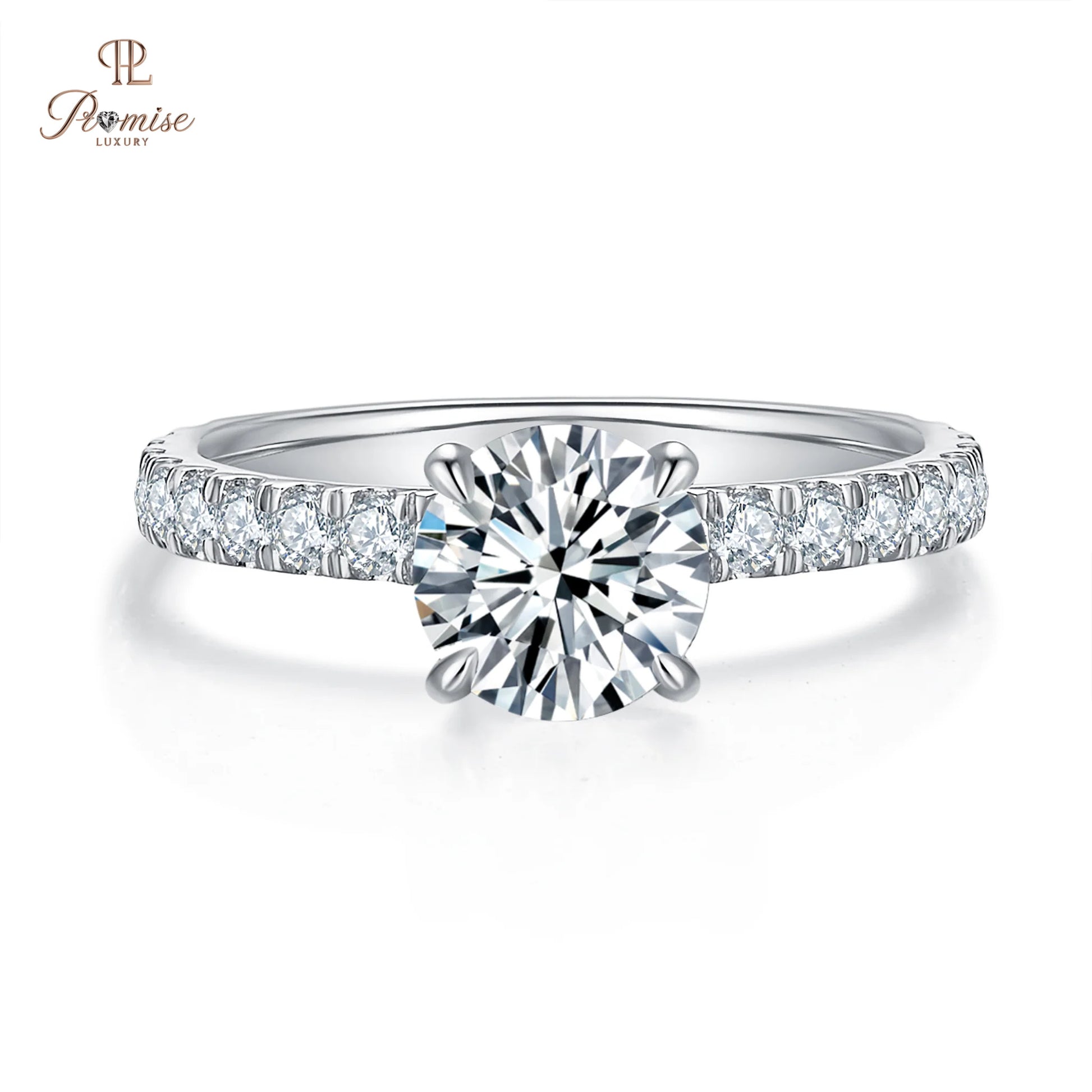 Hidden Halo Round Lab Diamond Engagement Ring for Women