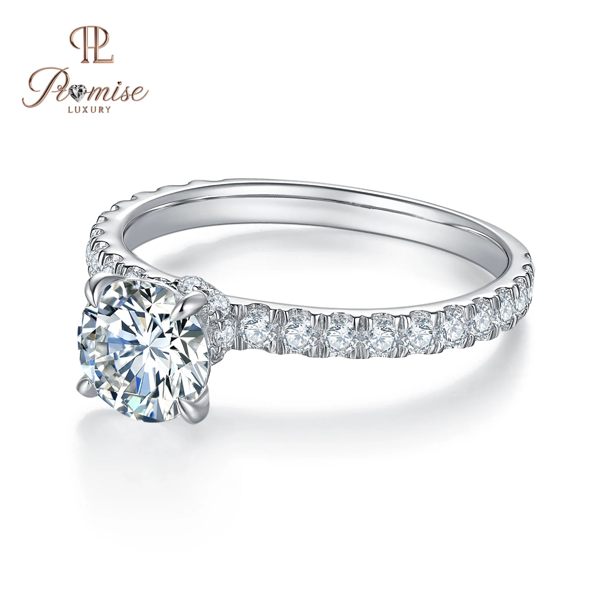 Hidden Halo Round Lab Diamond Engagement Ring for Women