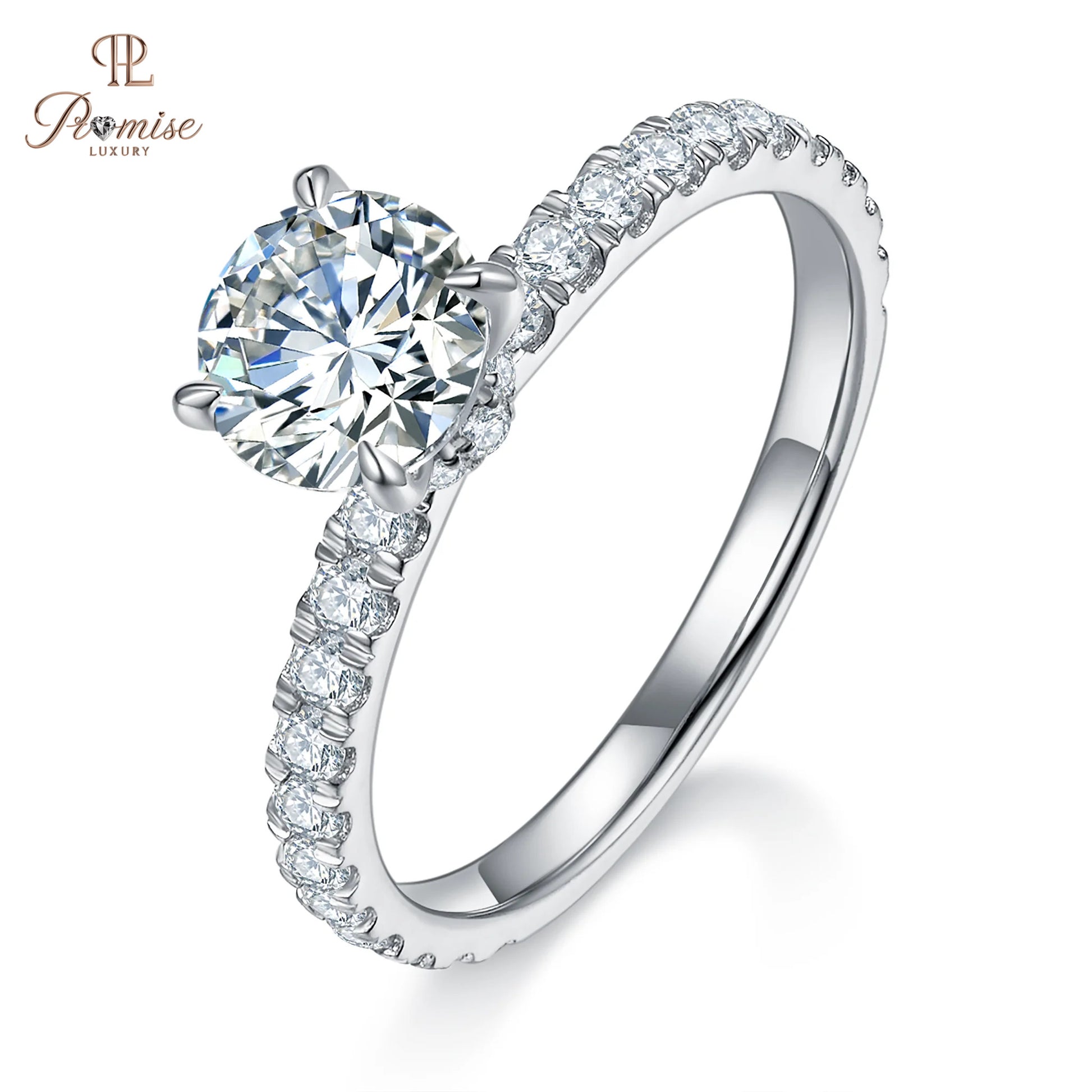 Hidden Halo Round Lab Diamond Engagement Ring for Women