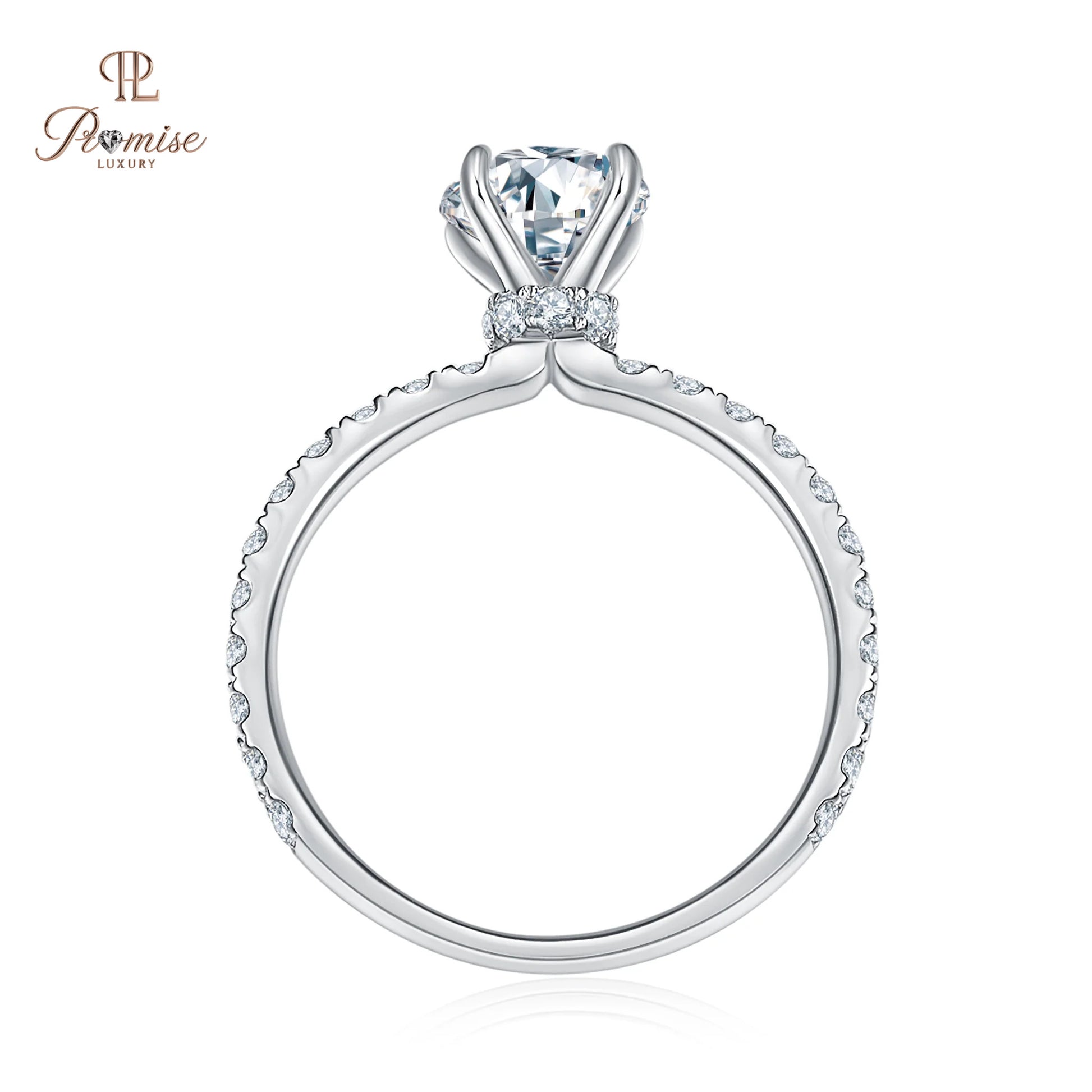 Hidden Halo Round Lab Diamond Engagement Ring for Women