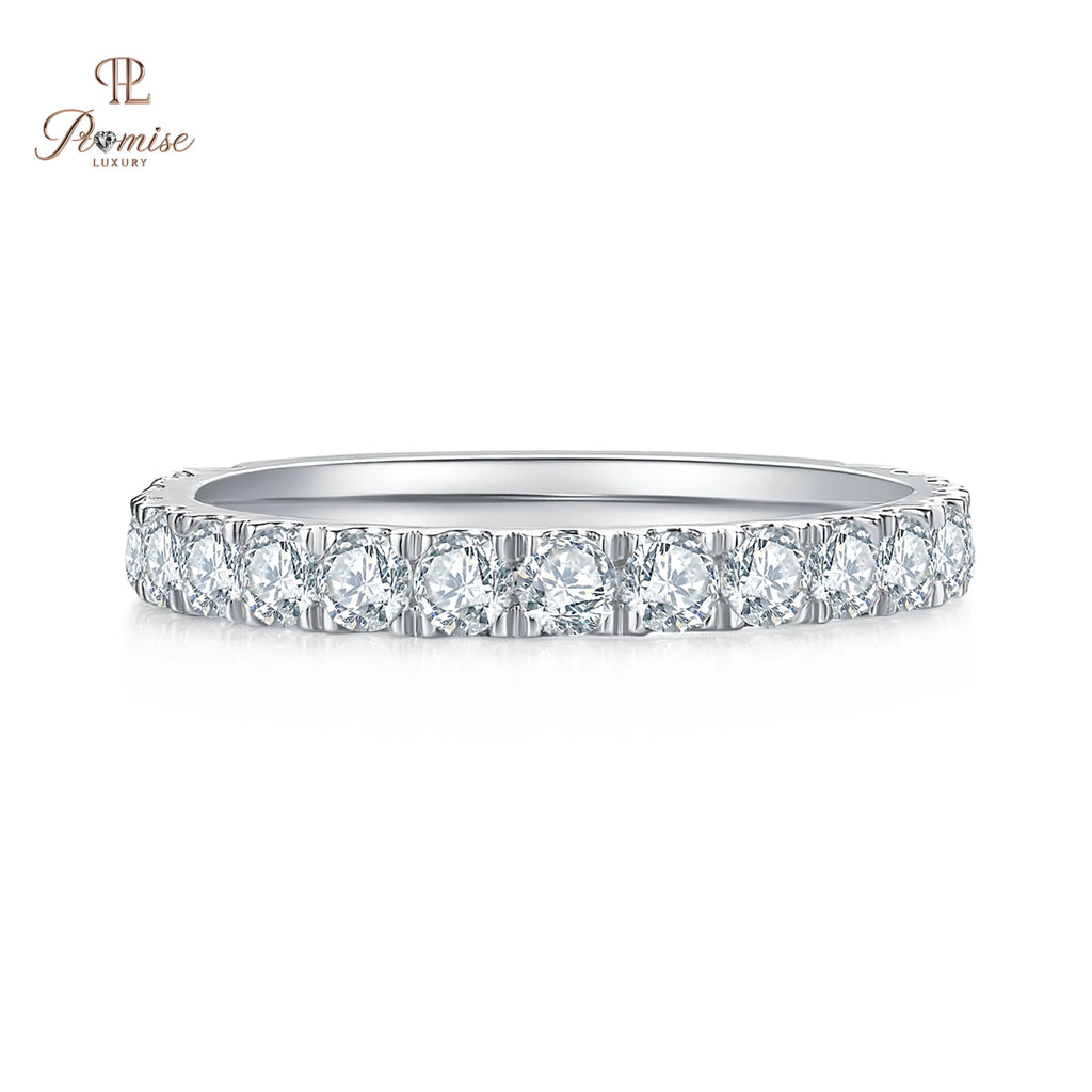 Lab Grown Diamond Half Eternity Band Ring Round Cut - Elegant Wedding & Anniversary Band