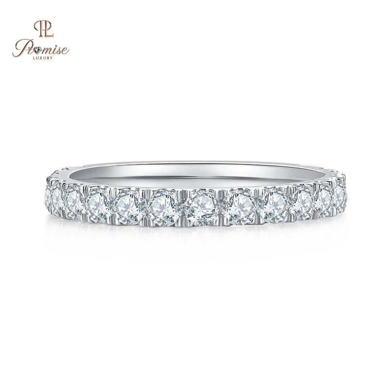 Lab Grown Diamond Half Eternity Band Ring Round Cut - Elegant Wedding & Anniversary Band