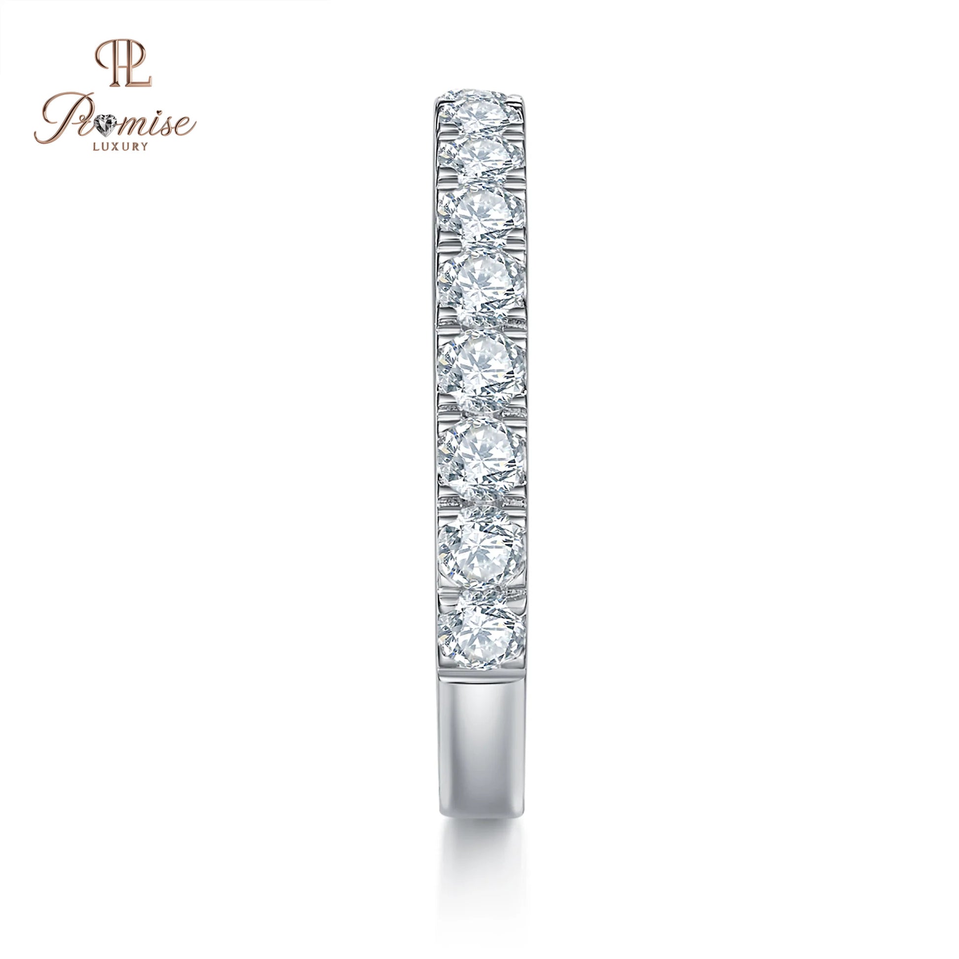 Lab Grown Diamond Half Eternity Band Ring Round Cut - Elegant Wedding & Anniversary Band