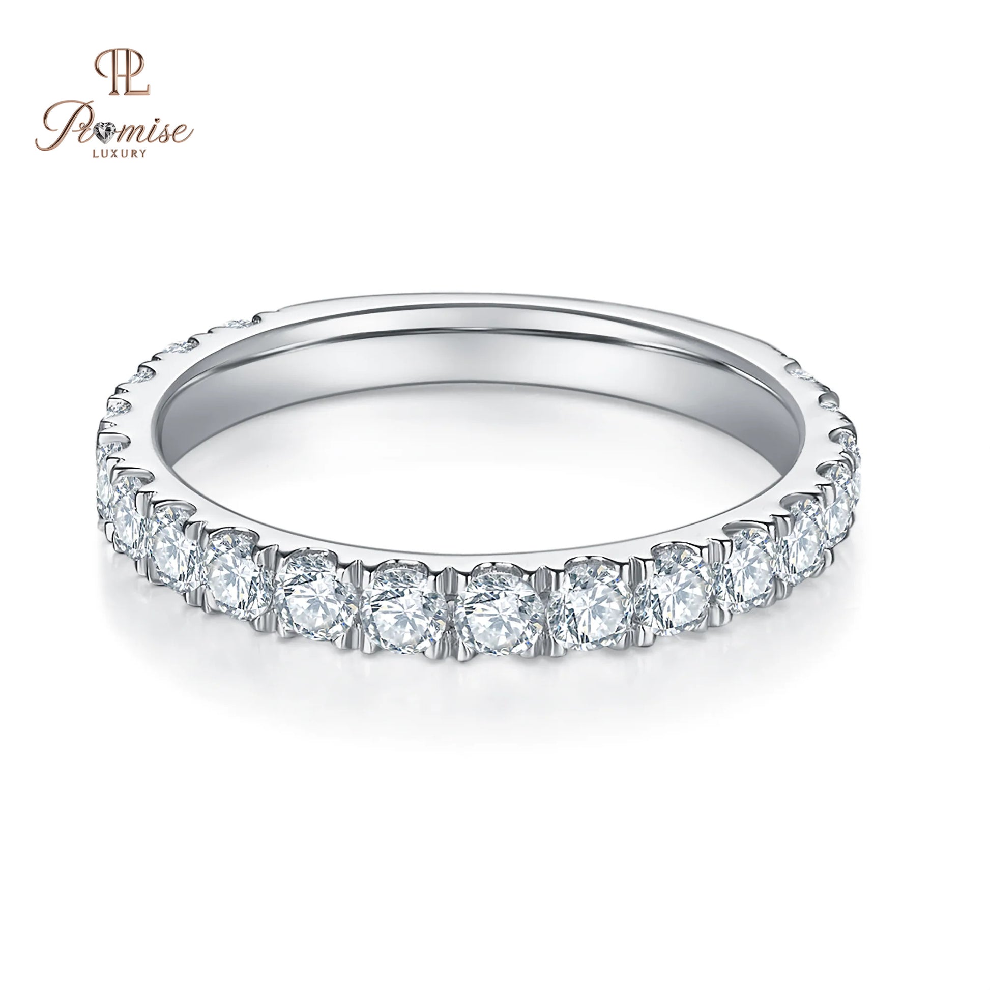 Lab Grown Diamond Half Eternity Band Ring Round Cut - Elegant Wedding & Anniversary Band
