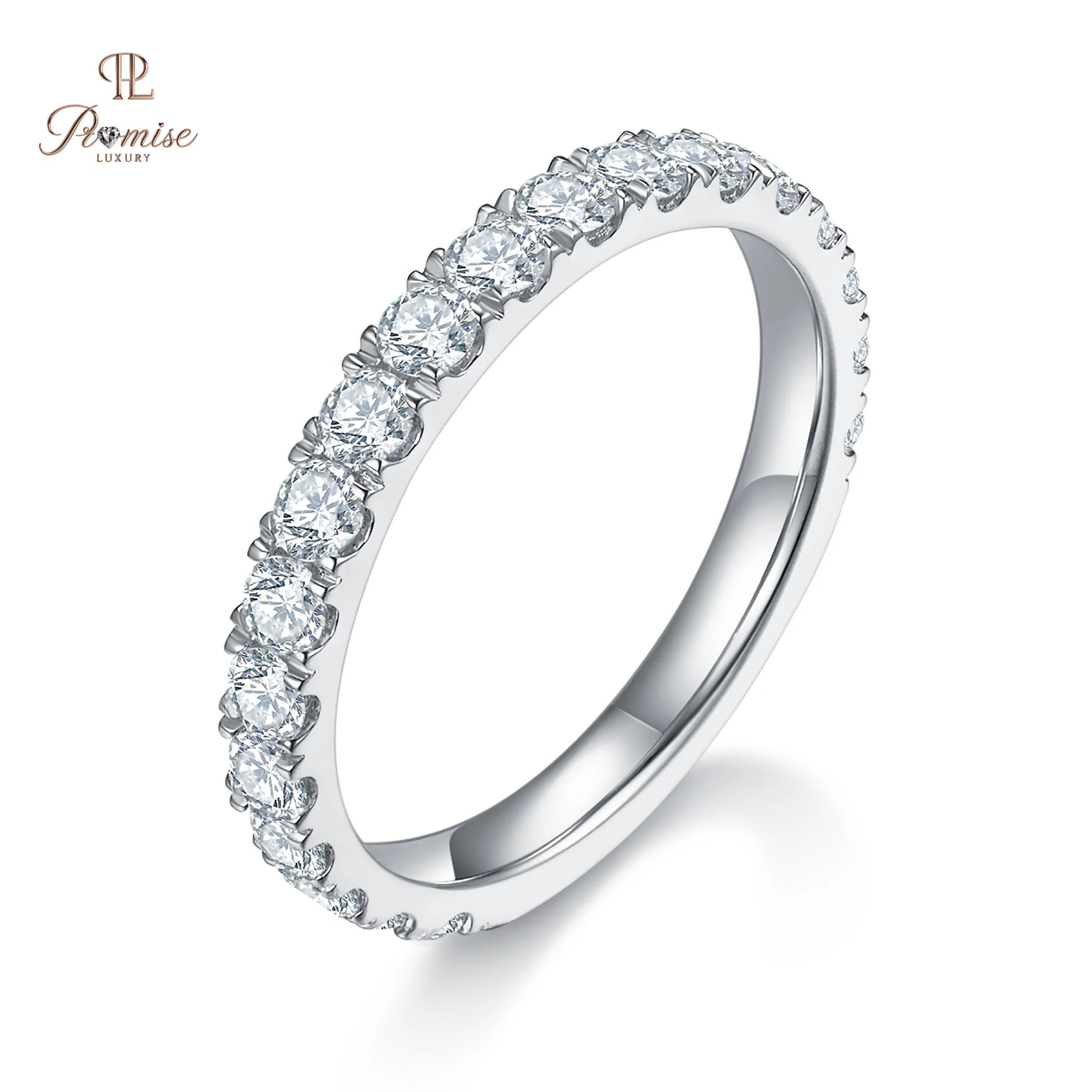 Lab Grown Diamond Half Eternity Band Ring Round Cut - Elegant Wedding & Anniversary Band