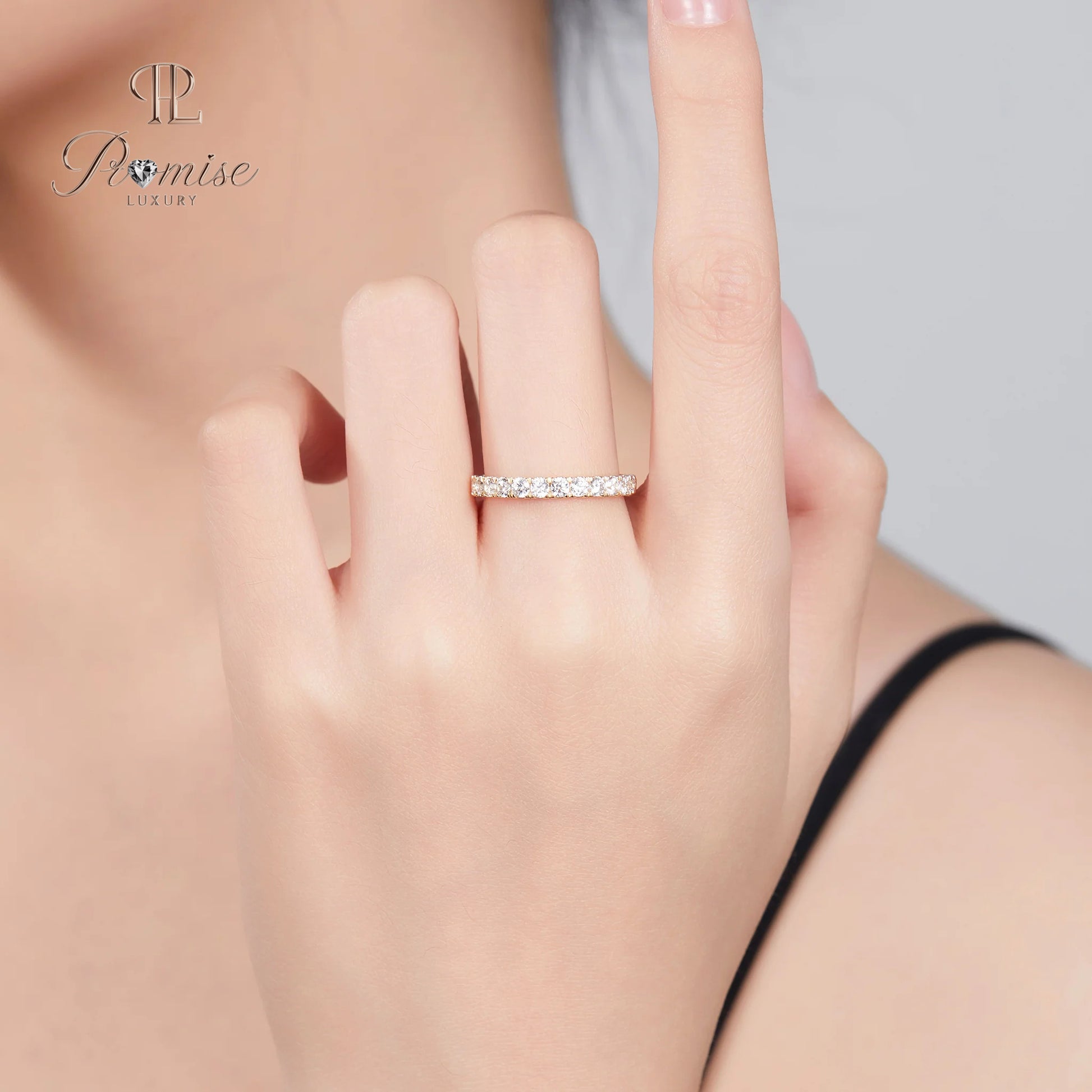 Lab Grown Diamond Half Eternity Band Ring Round Cut - Elegant Wedding & Anniversary Band