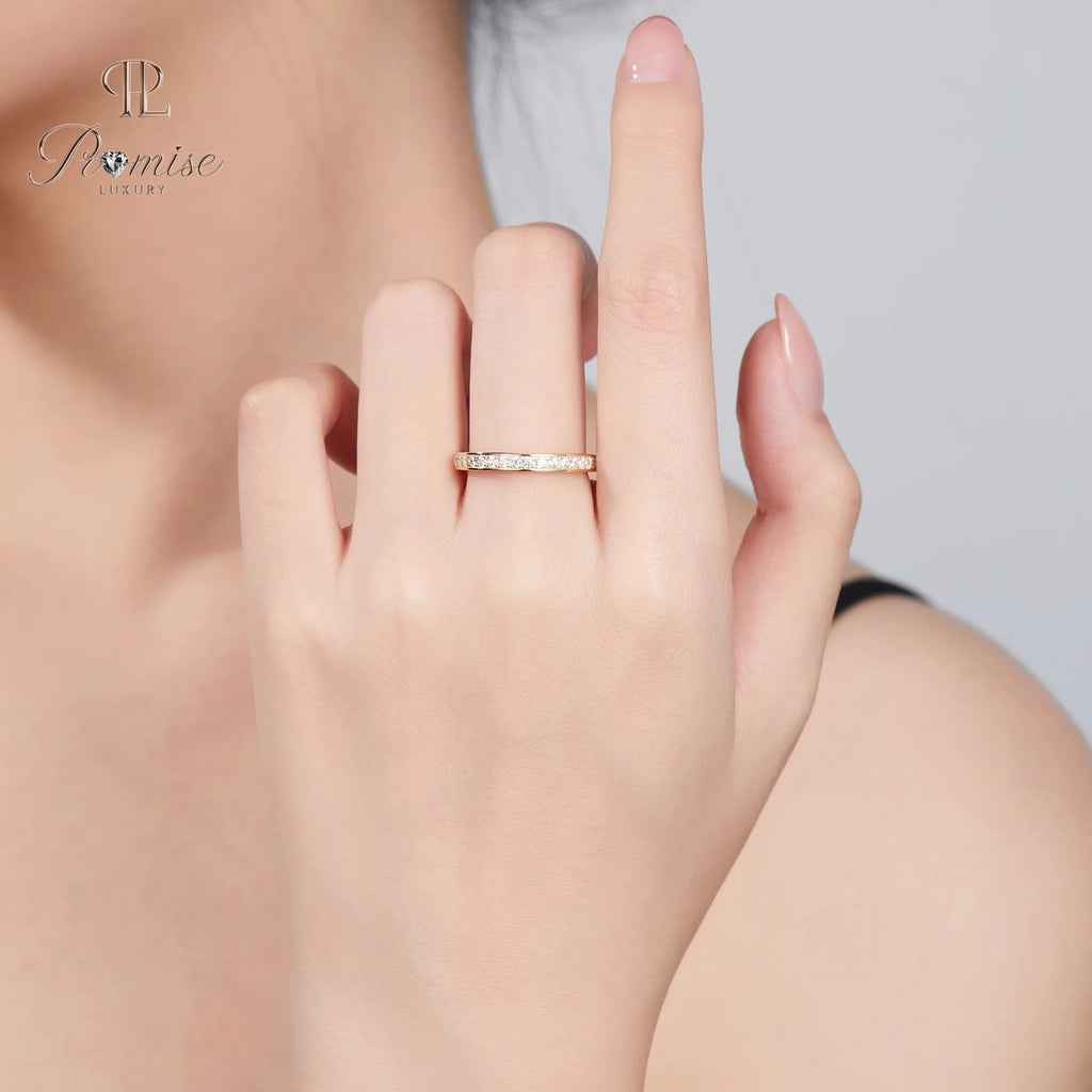 Channel Set Round Diamond Ring – Classic Wedding Band for Women