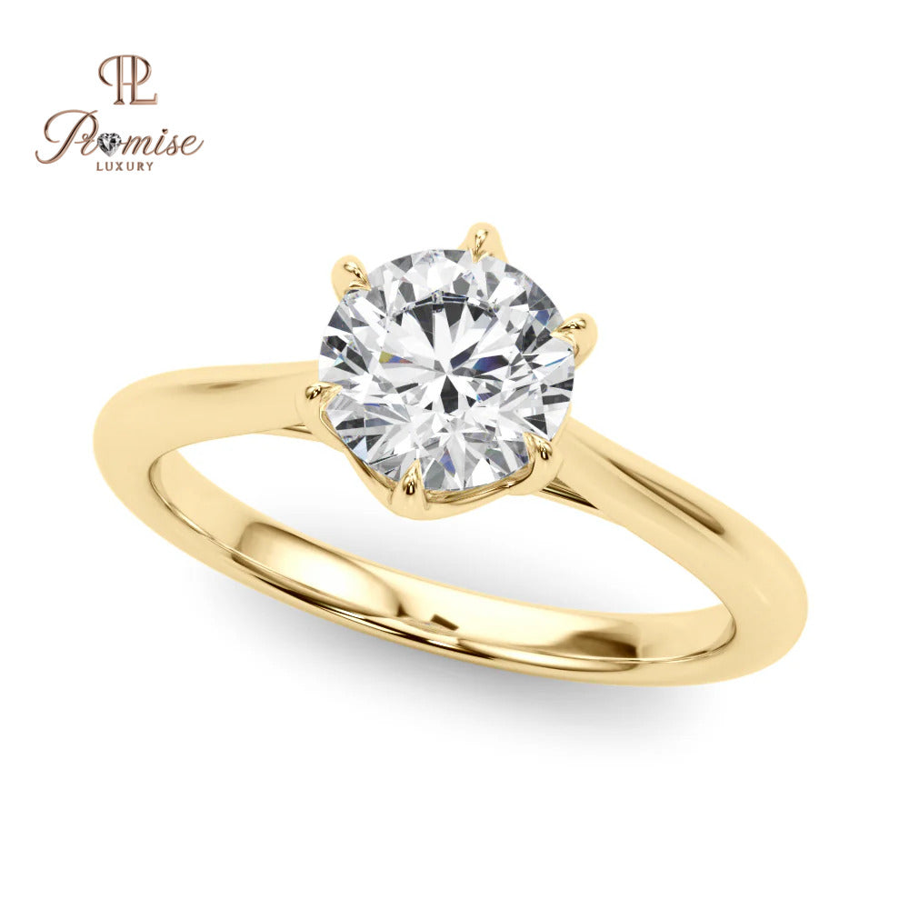 4-Prong Solitaire Round Diamond Ring in Solid Gold – Engagement & Wedding Ring