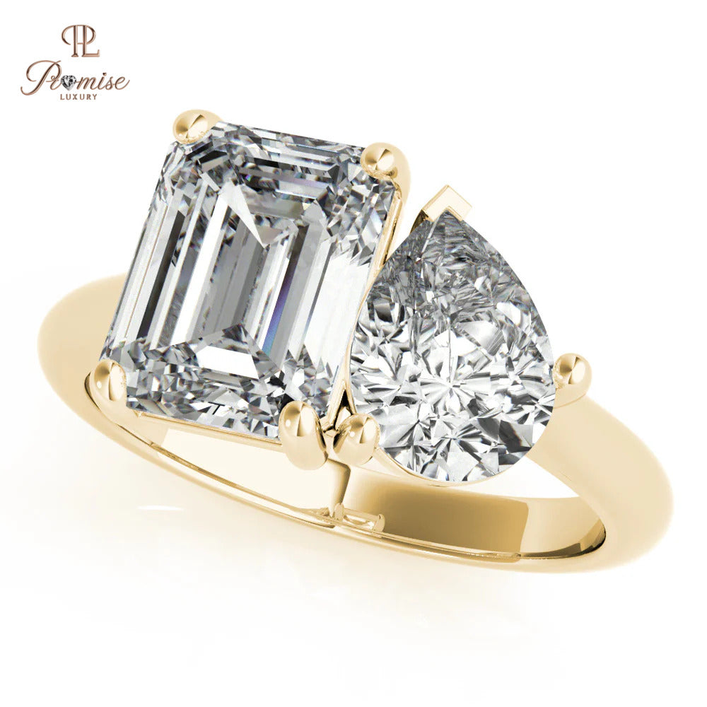 Toi et Moi Diamond Engagement Ring - Two Stone Romantic Wedding Ring For Her