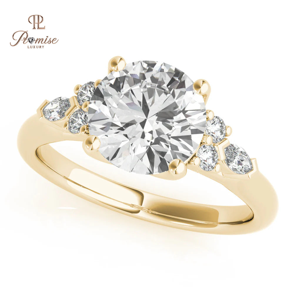Classic Round Engagement Ring 4 Prong Setting – Luxury Wedding Ring for Women