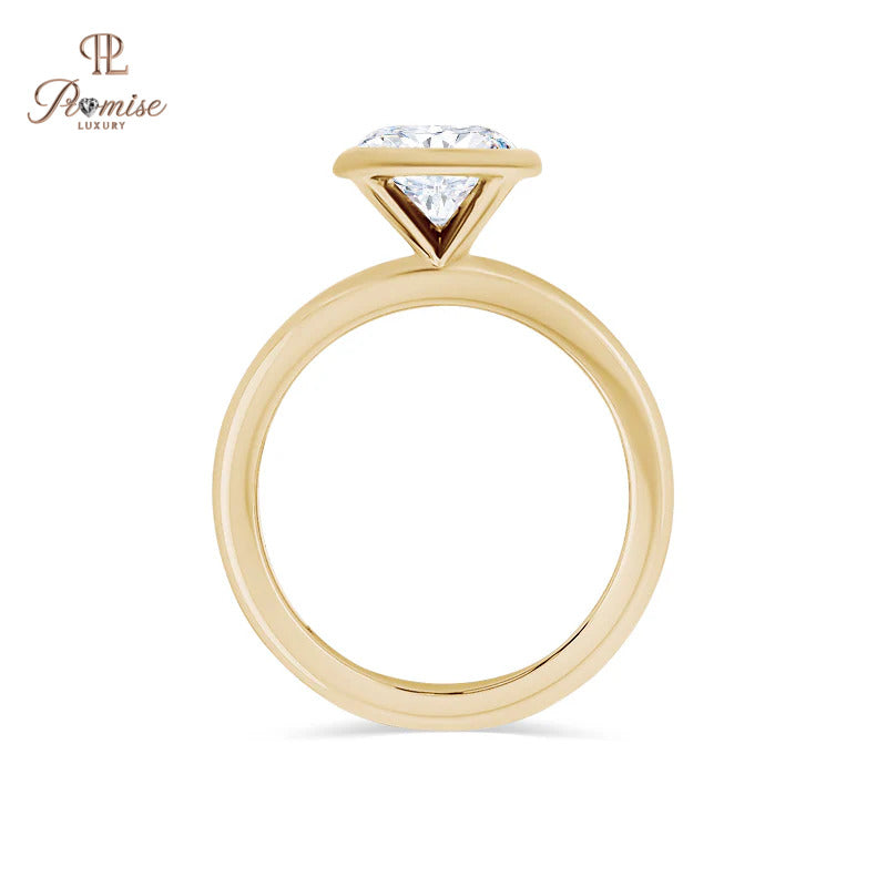 Oval Cut Bezel Set Lab Grown Diamond Ring – Modern Engagement Ring