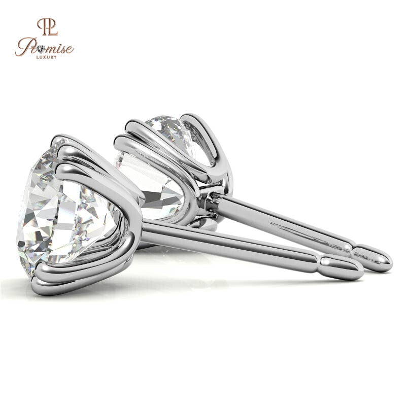Antique Inspired Round Cut Diamond Earrings - 8 Prong Classic Studs Bridal Jewelry