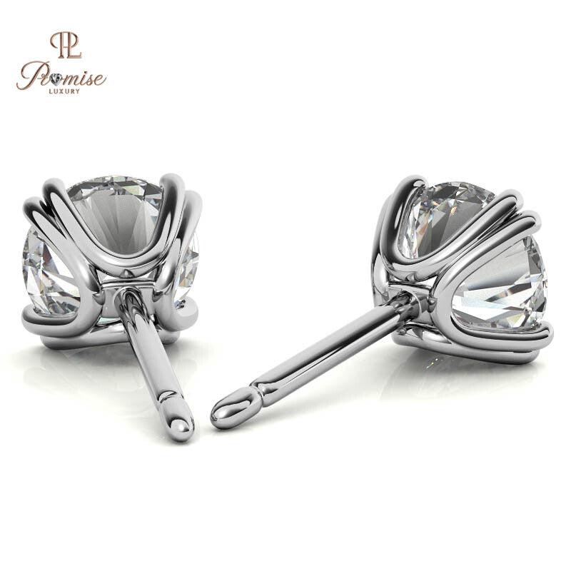 Antique Inspired Round Cut Diamond Earrings - 8 Prong Classic Studs Bridal Jewelry