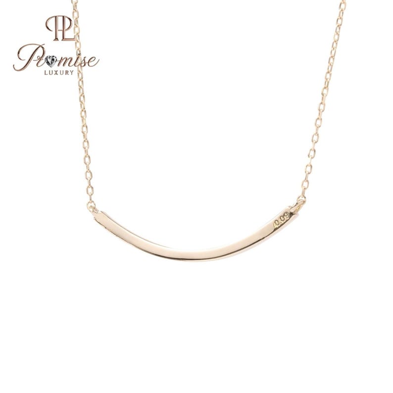 Lab Created Round Diamond Curved Bar Necklace – Modern Minimalist Style