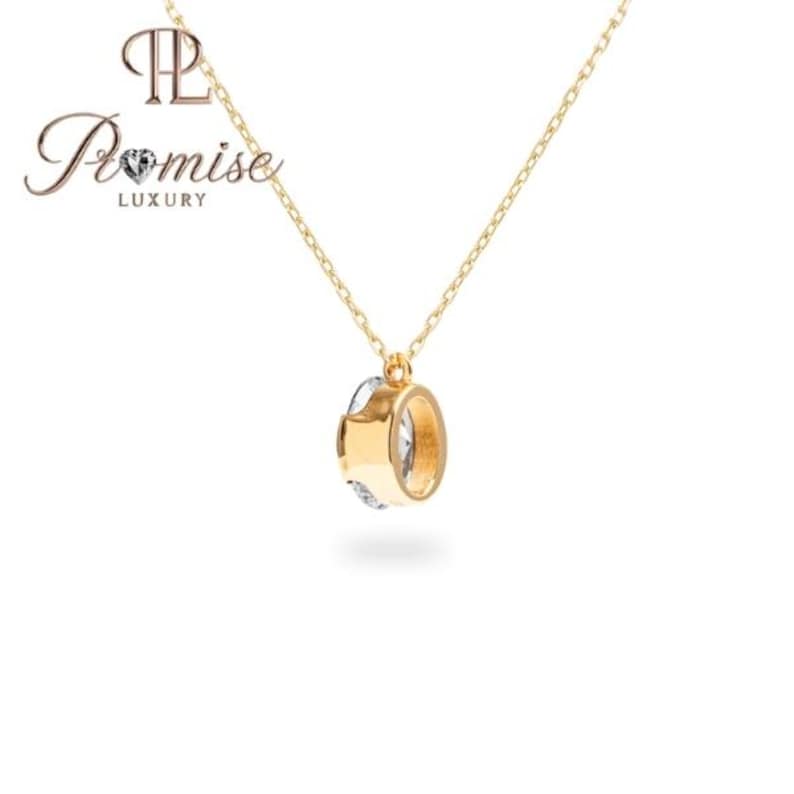 Minimalist Oval Lab Grown Diamond Necklace - Bezel set Solitaire Necklace