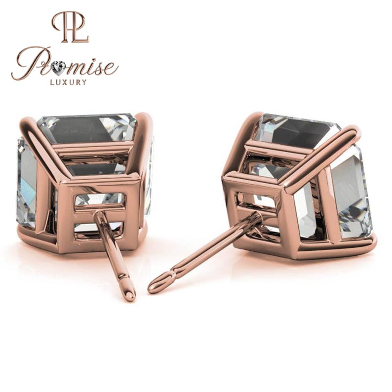 Asscher Cut Lab Diamond Stud Earrings - Elegant Minimalist Bridal Jewelry